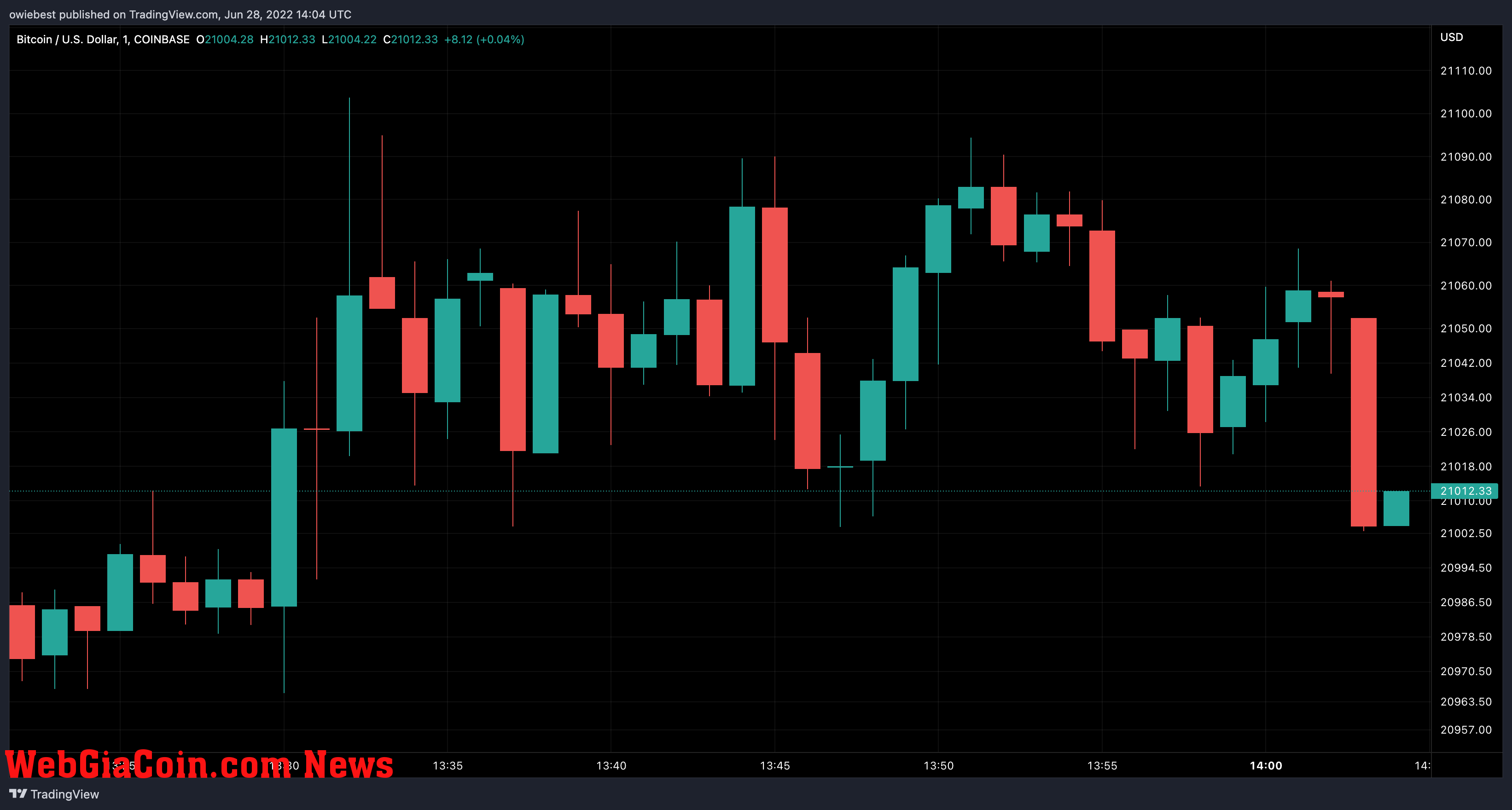 Bitcoin price chart from TradingView.com