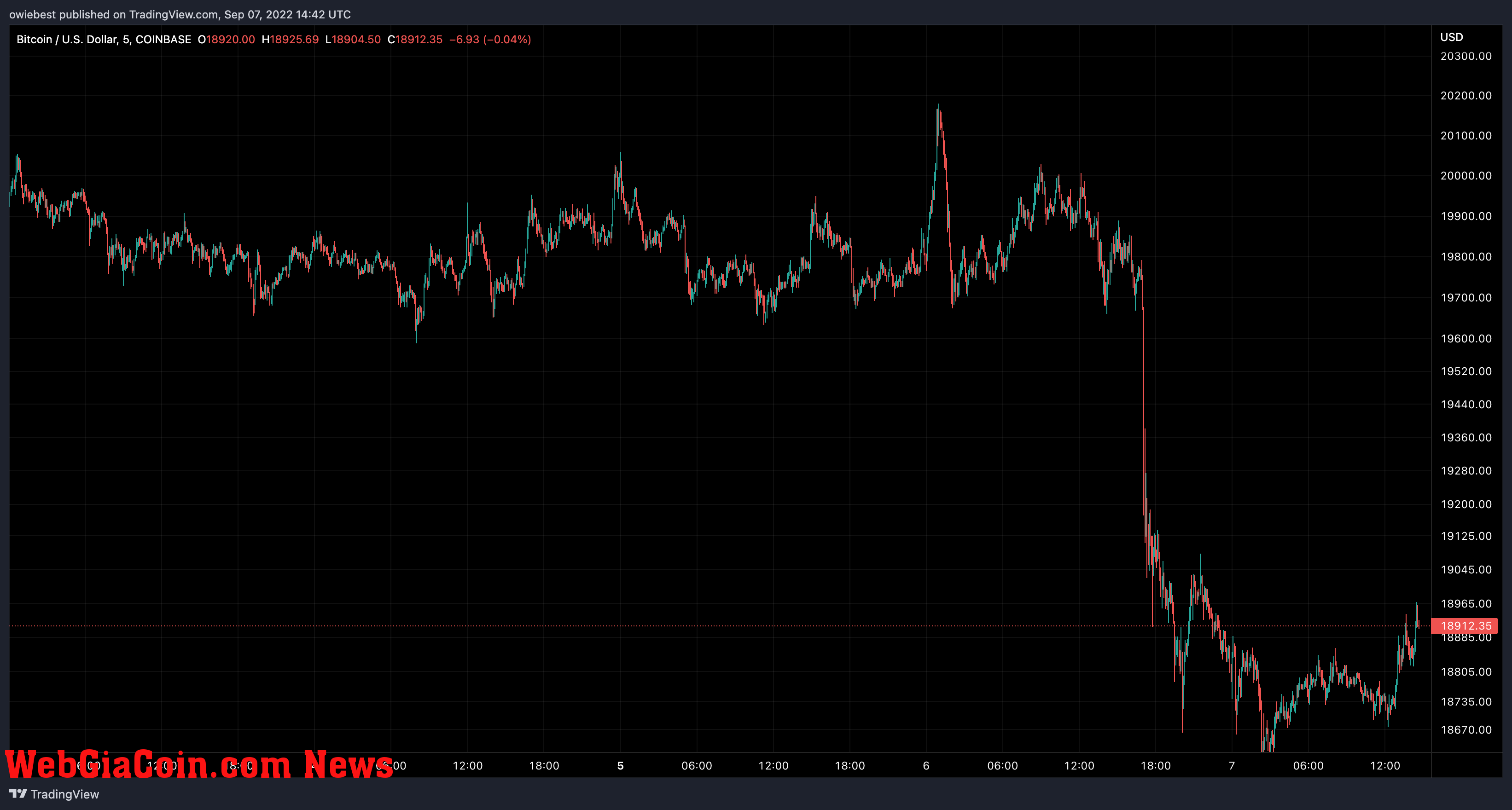 Bitcoin price chart from TradingView.com