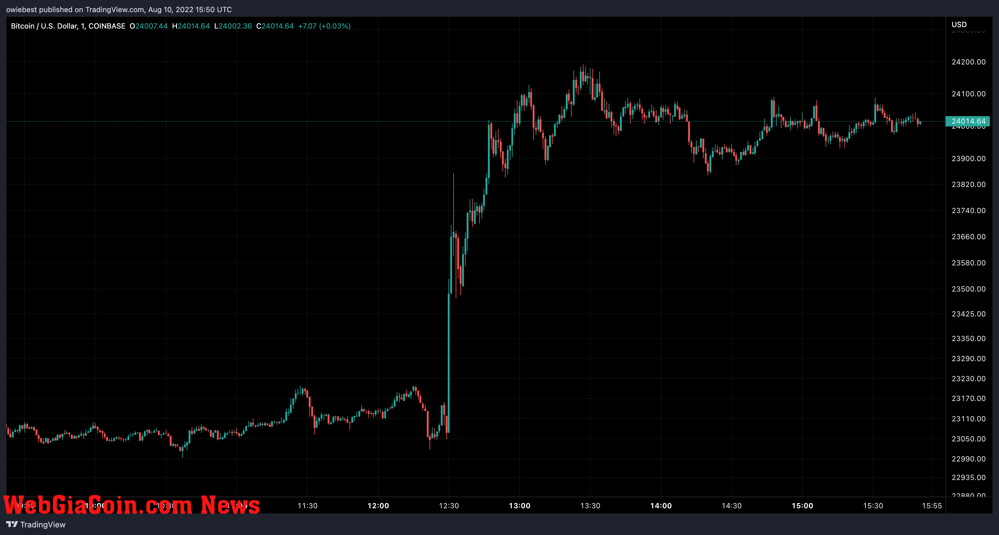 Bitcoin price chart from TradingView.com