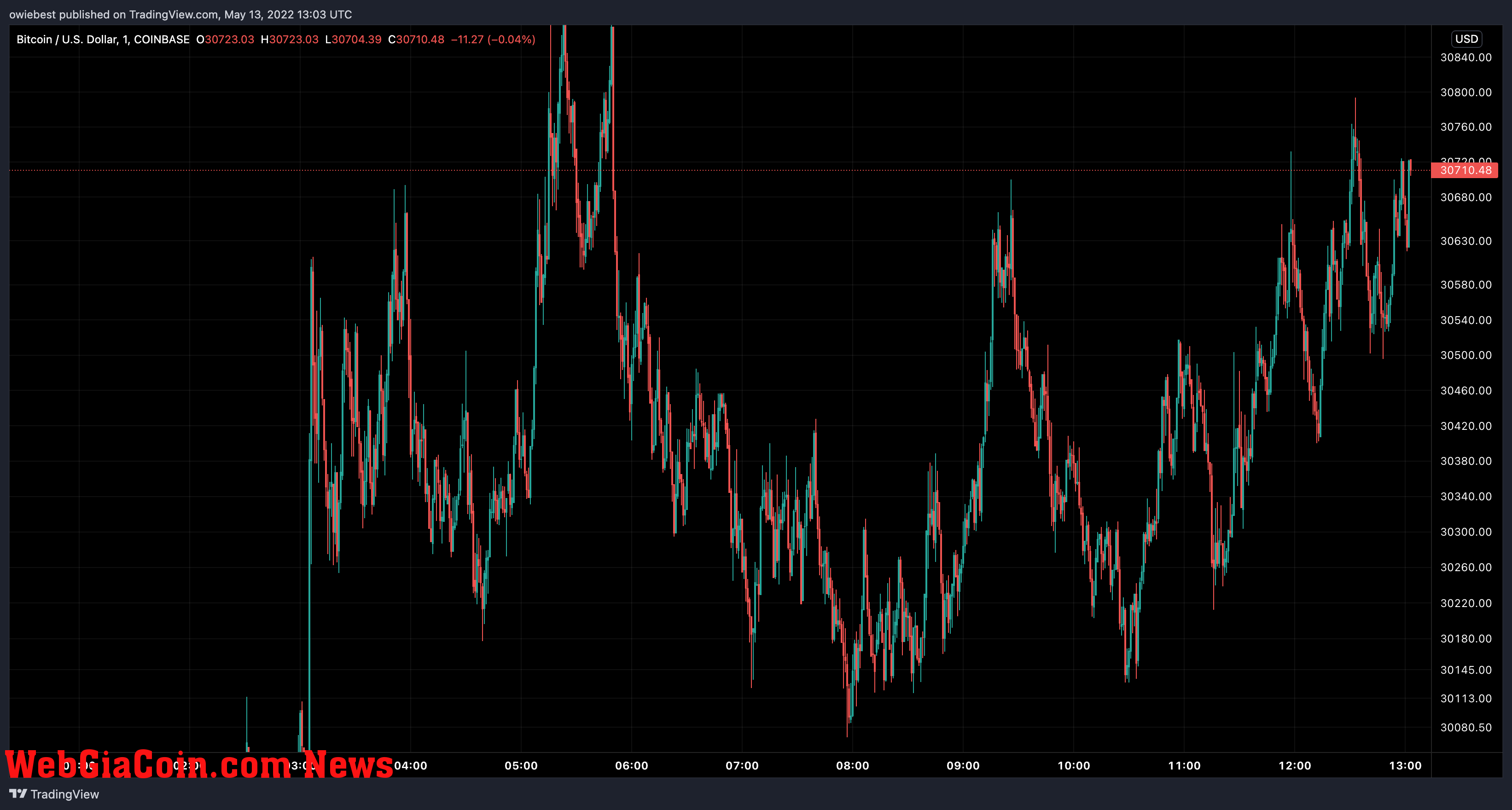 Bitcoin price chart from TradingView.com