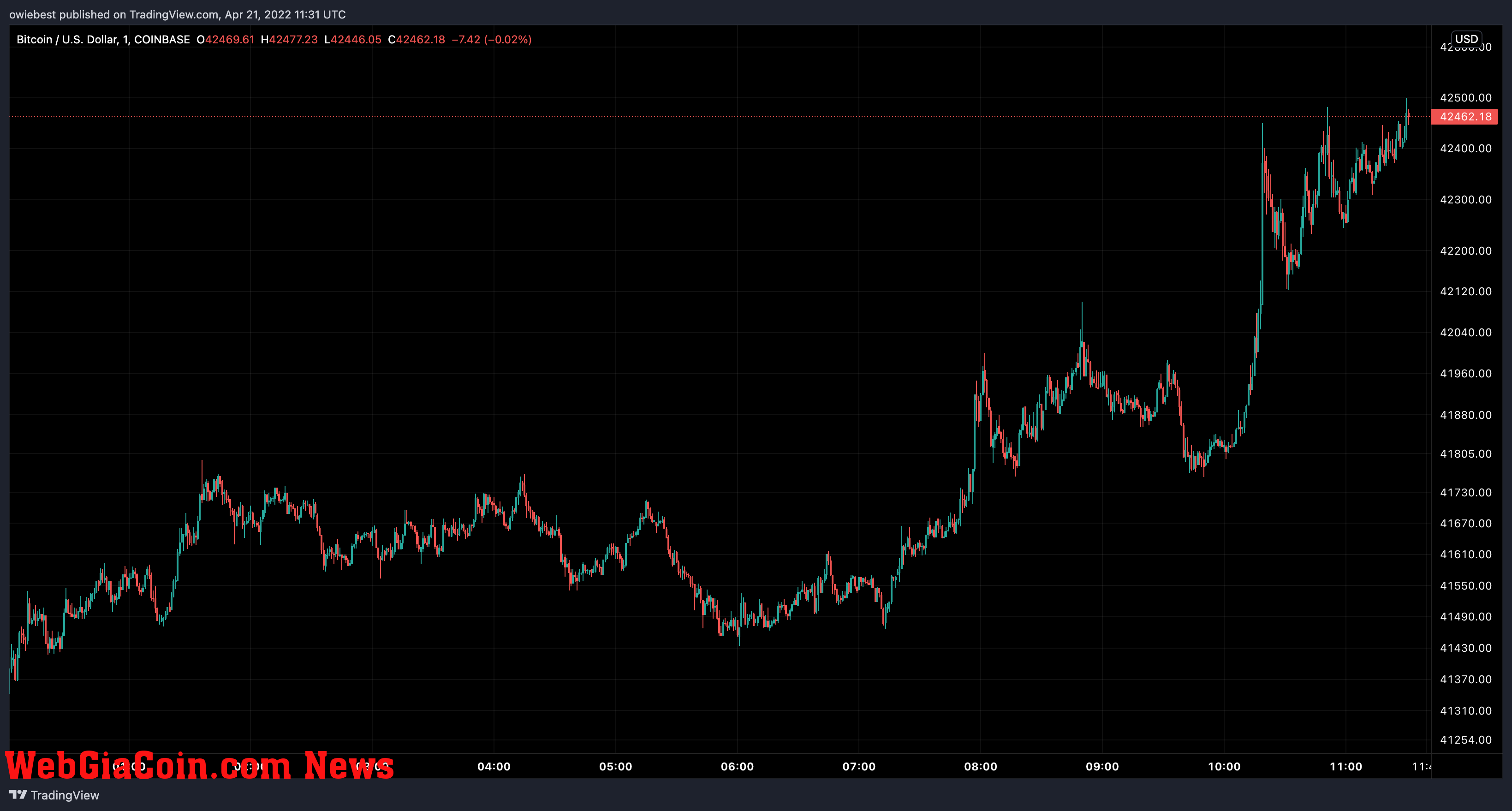 Bitcoin price chart from TradingView.com