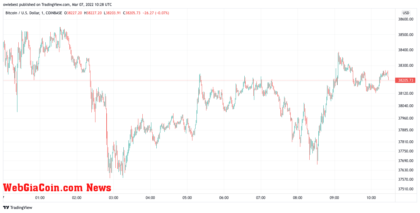 Bitcoin price chart from TradingView.com