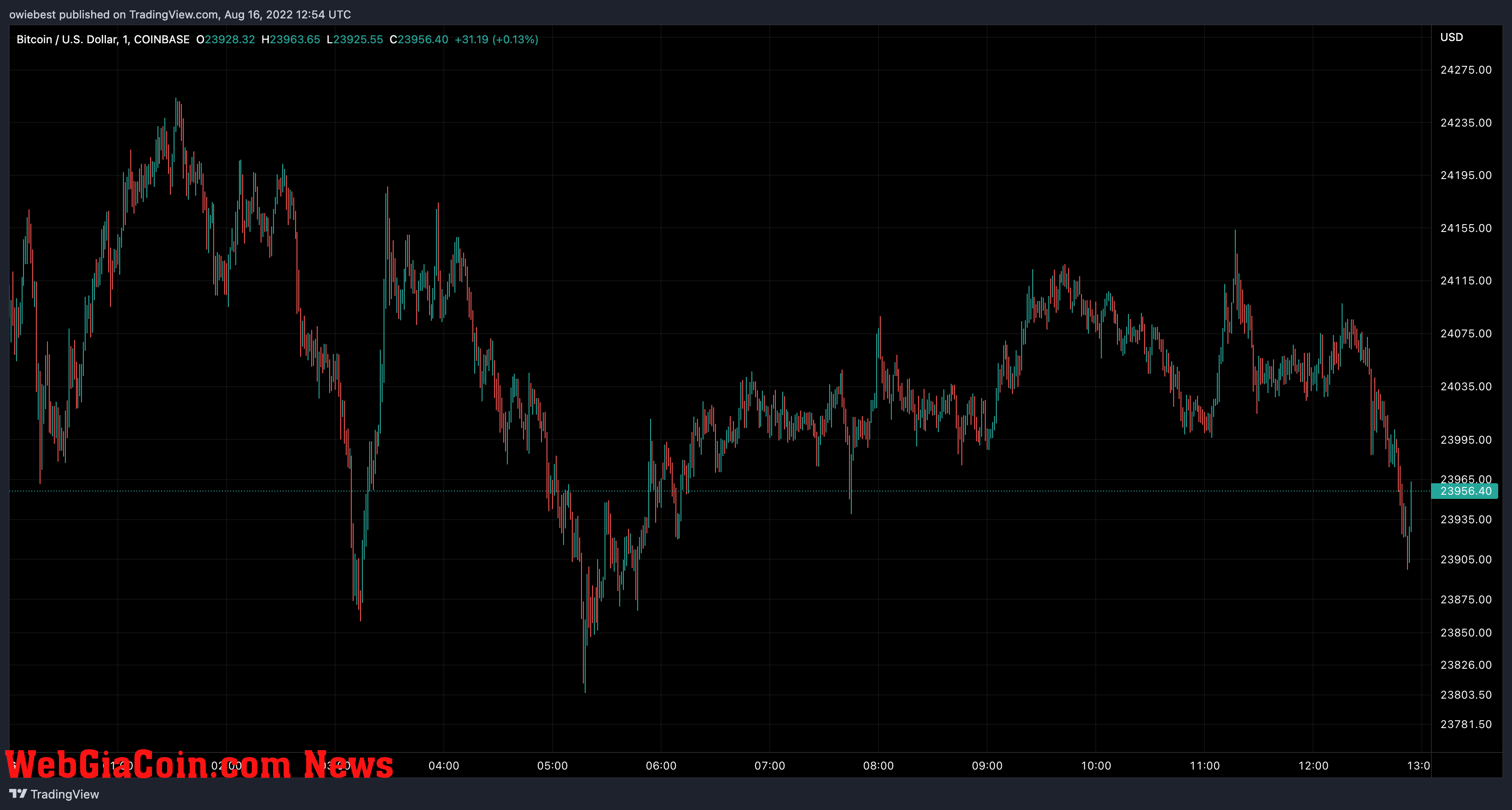 Bitcoin price chart from TradingView.com