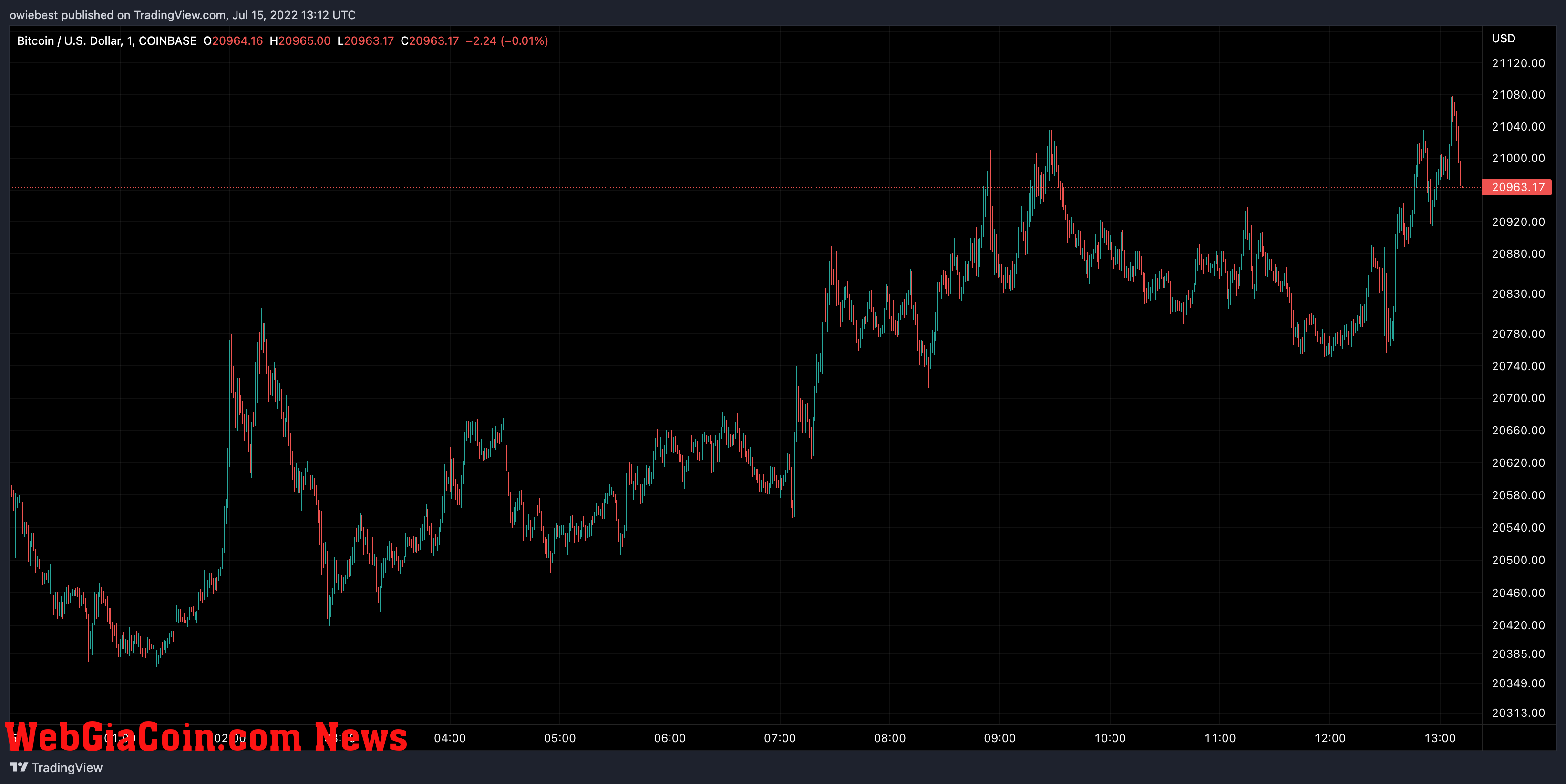 Bitcoin price chart from TradingView.com