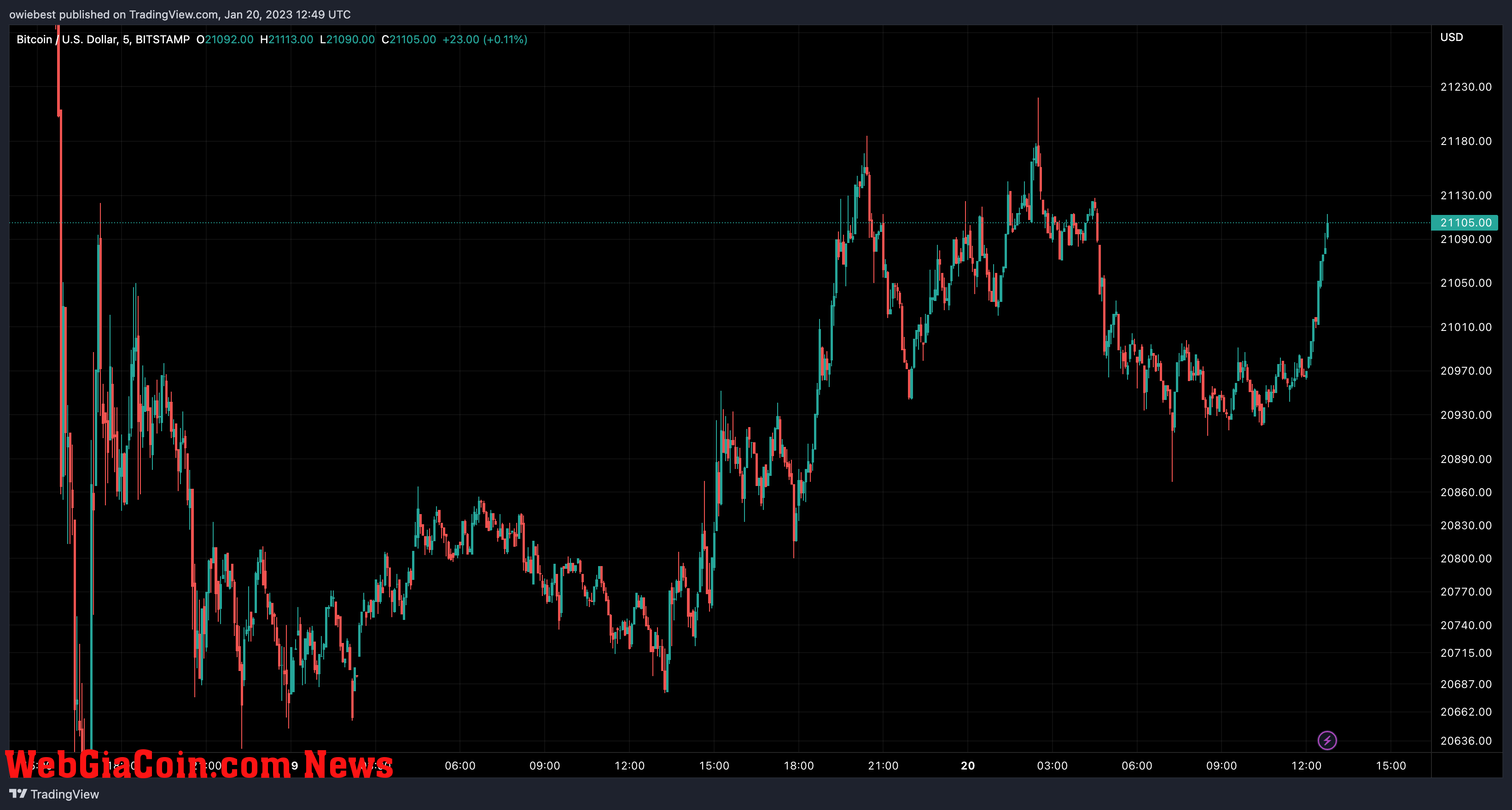 Bitcoin price chart from TradingView.com