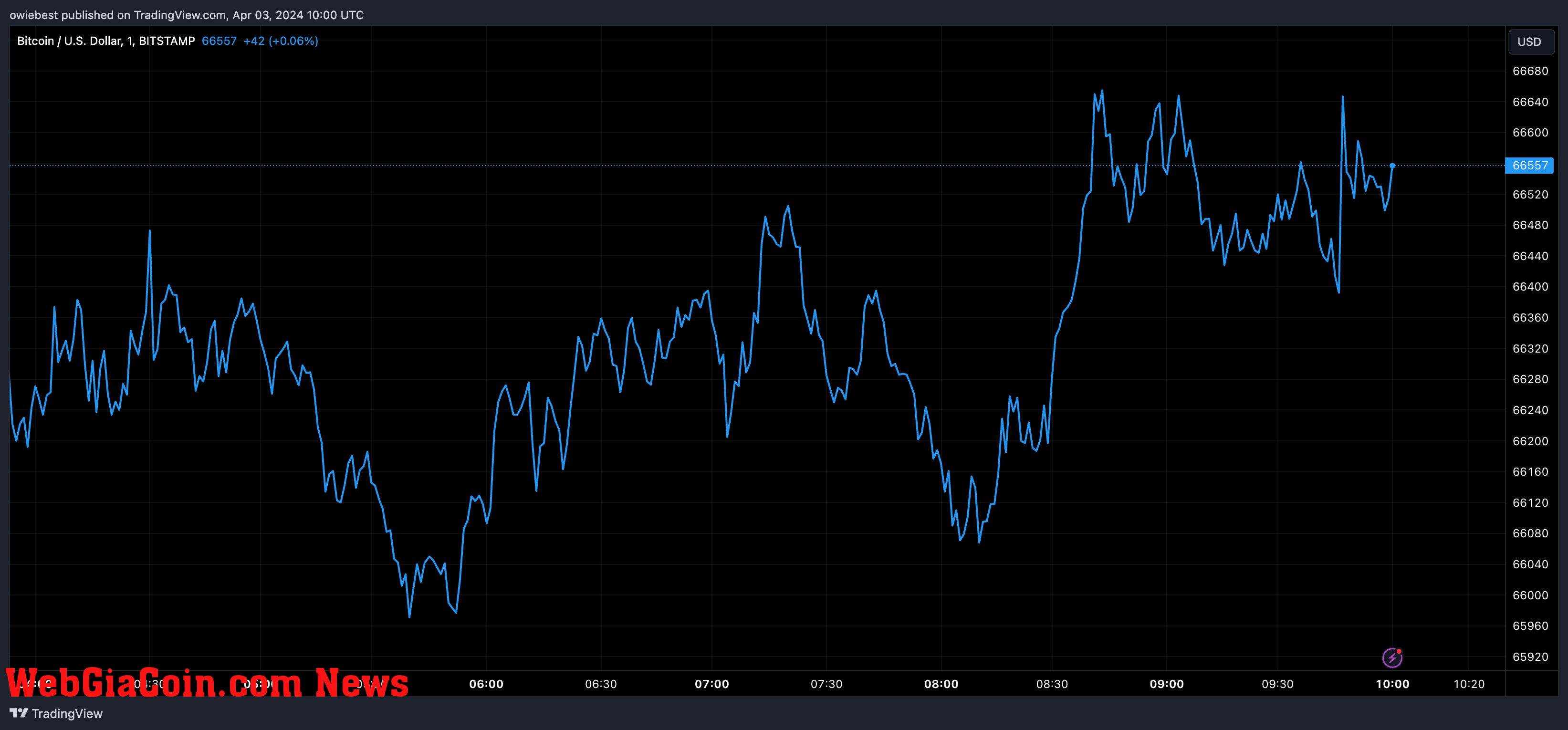 Bitcoin price chart from Tradingview.com