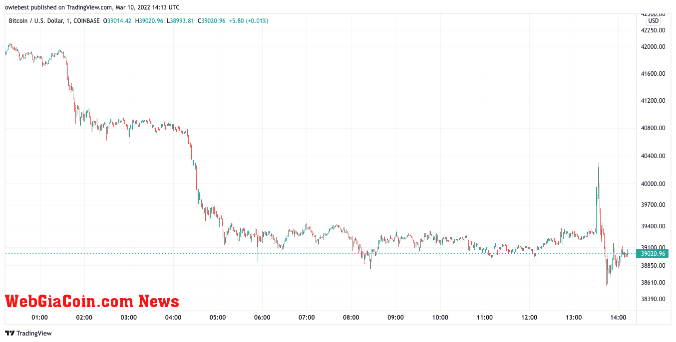 Bitcoin price chart from TradingView.com