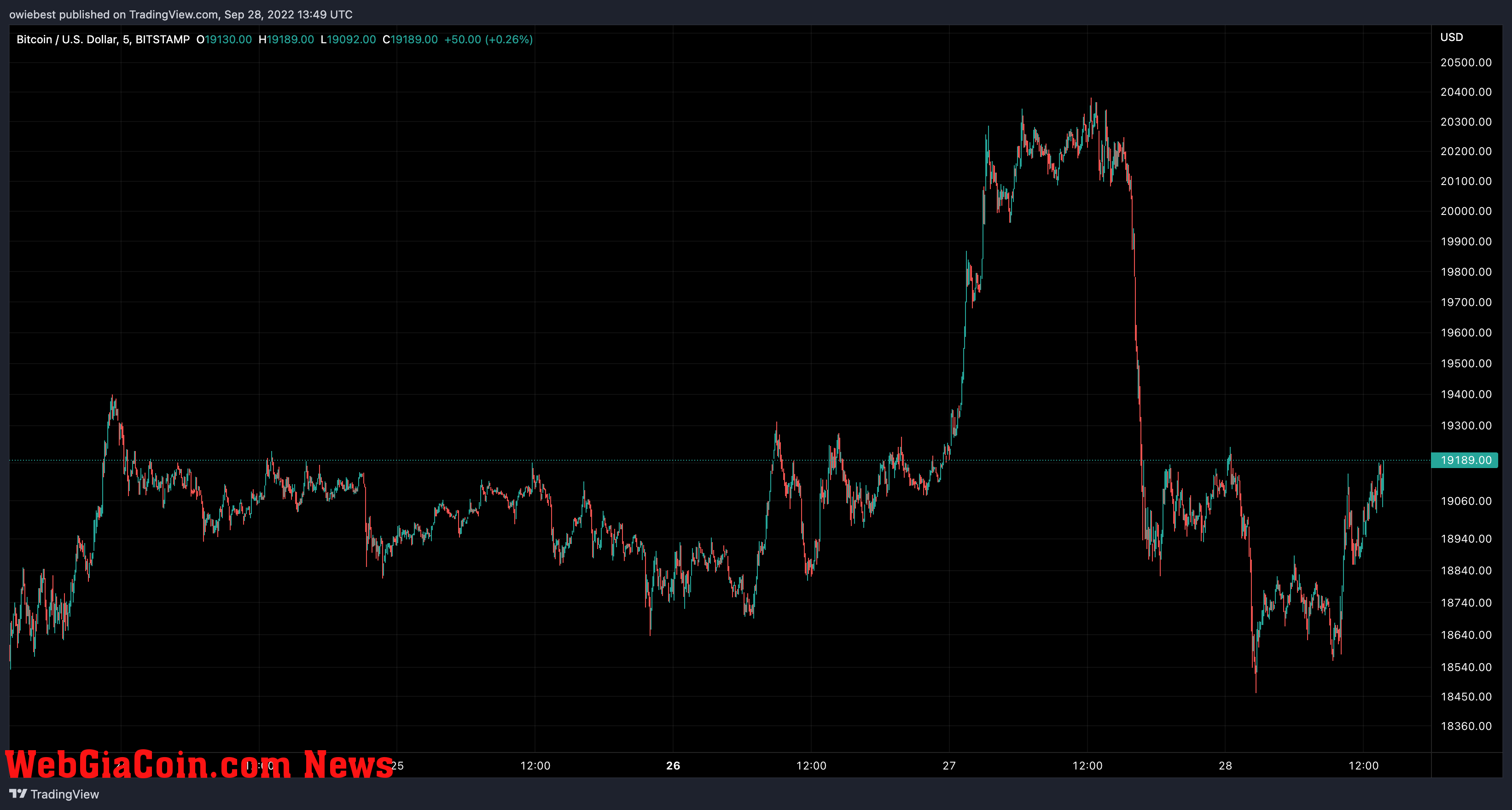 Bitcoin price chart from TradingView.com