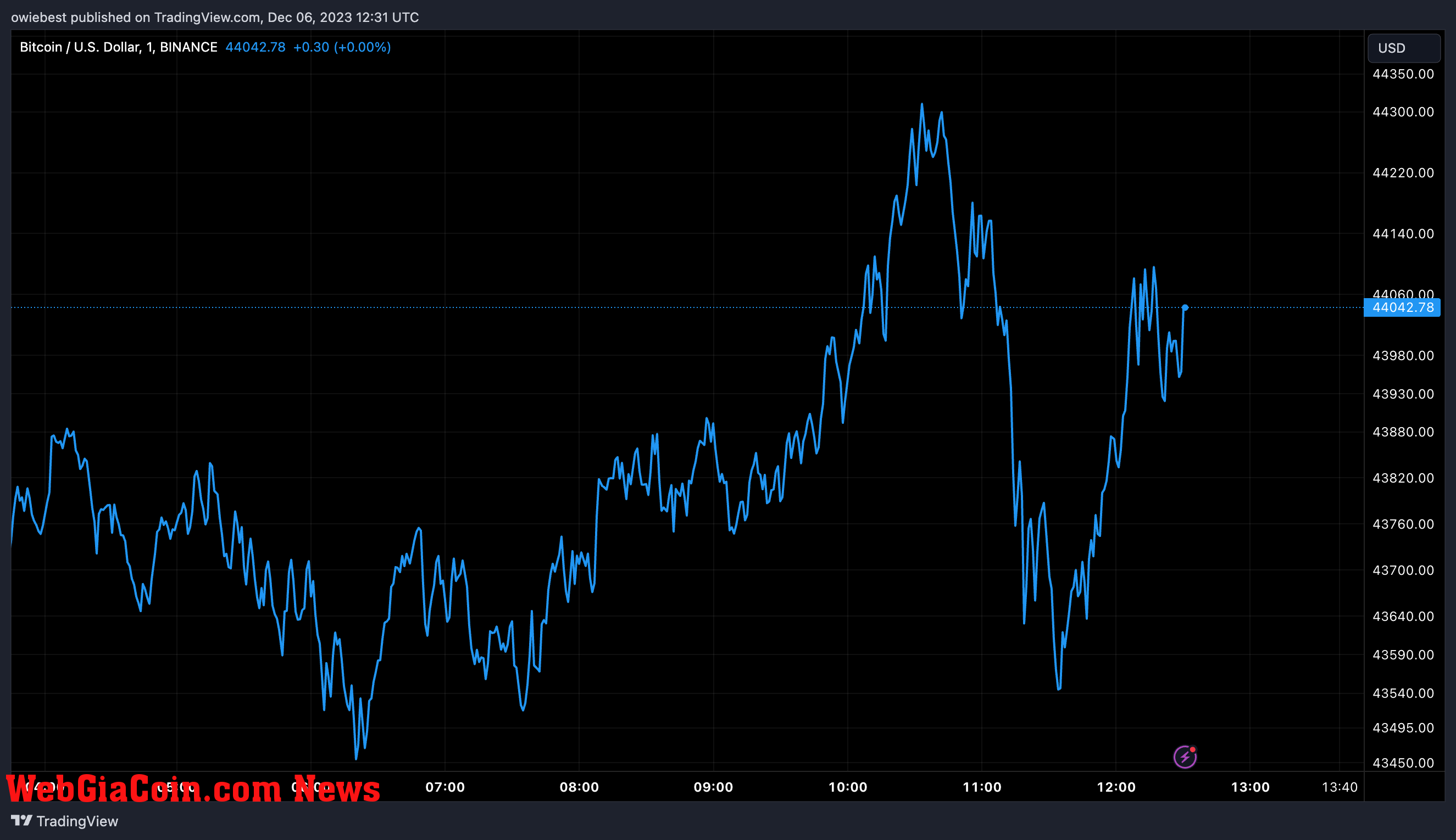 Bitcoin price chart from Tradingview.com