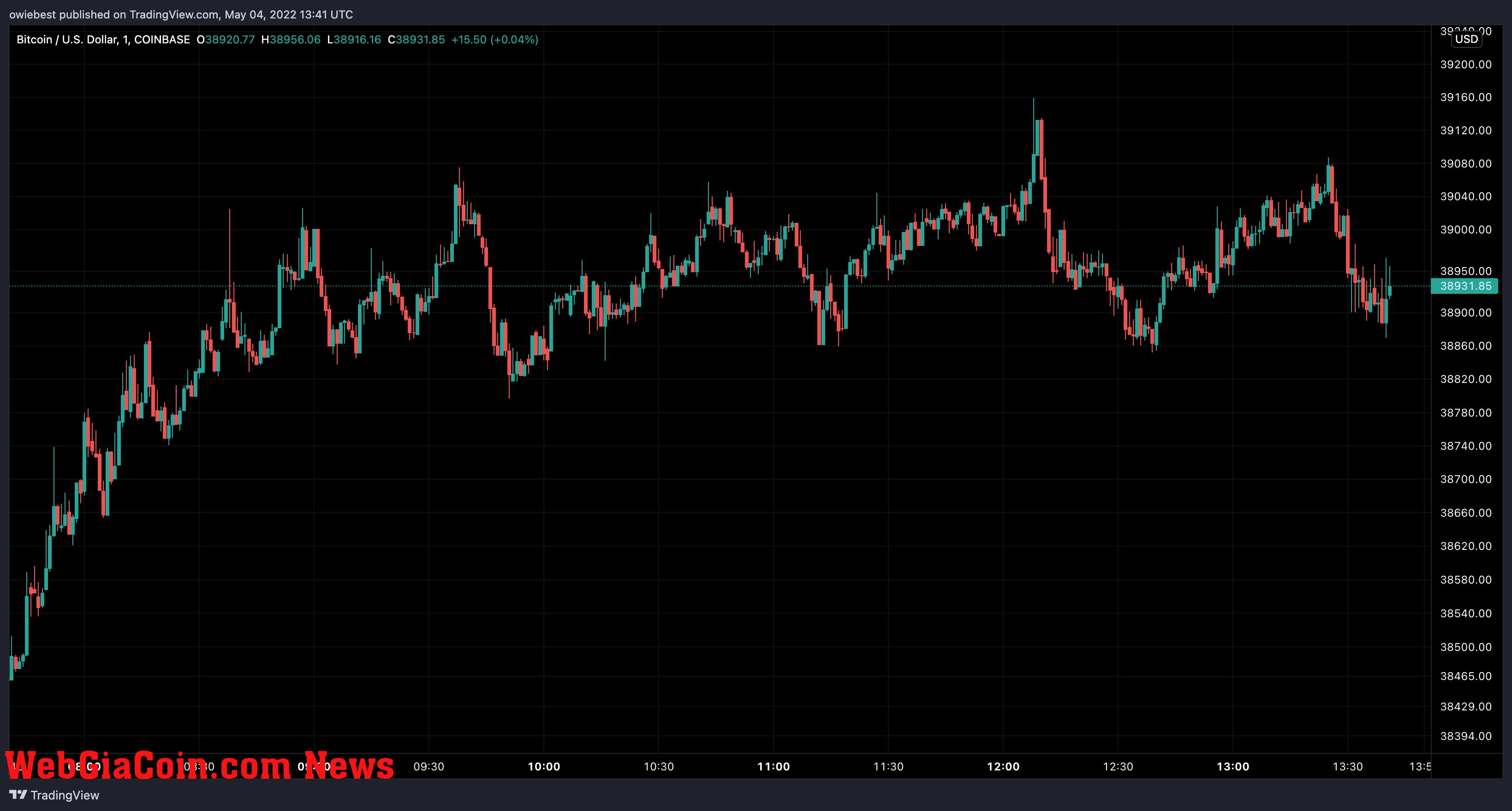 Bitcoin price chart from TradingView.com