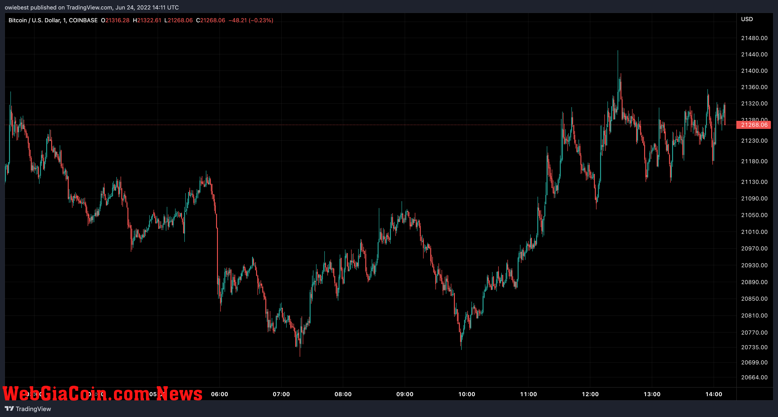 Bitcoin price chart from TradingView.com