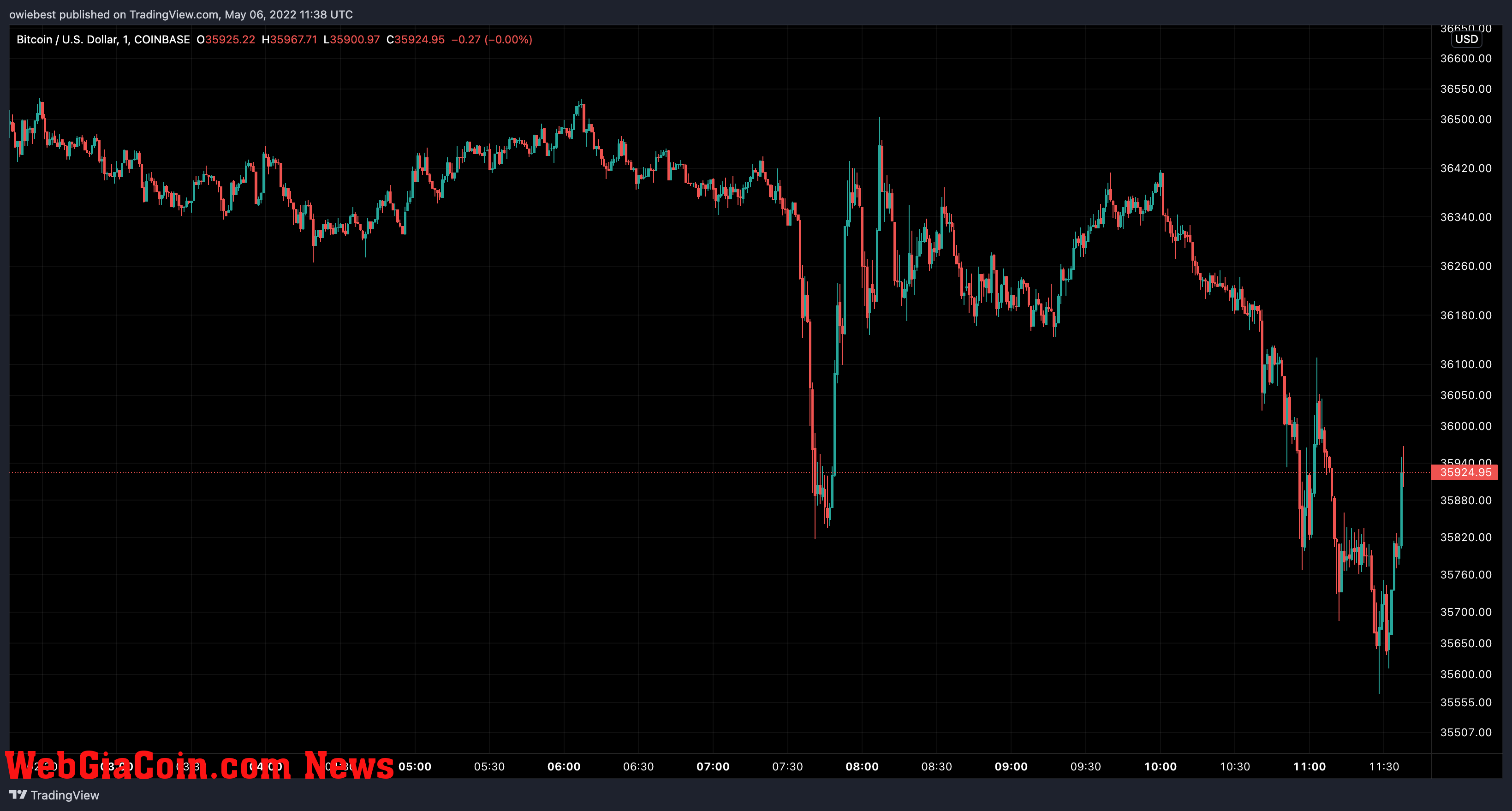 Bitcoin price chart from TradingView.com