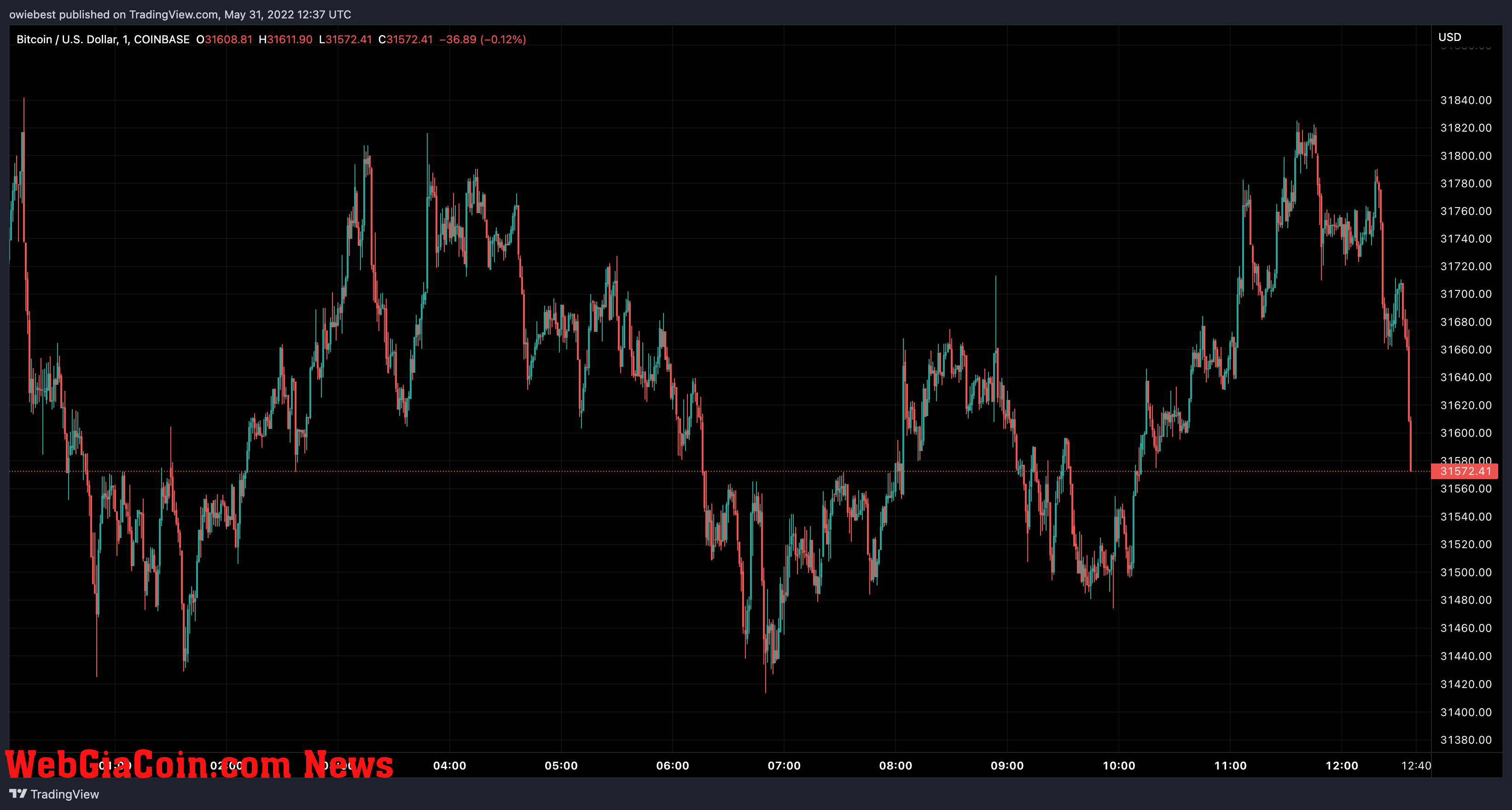 Bitcoin price chart from TradingView.com