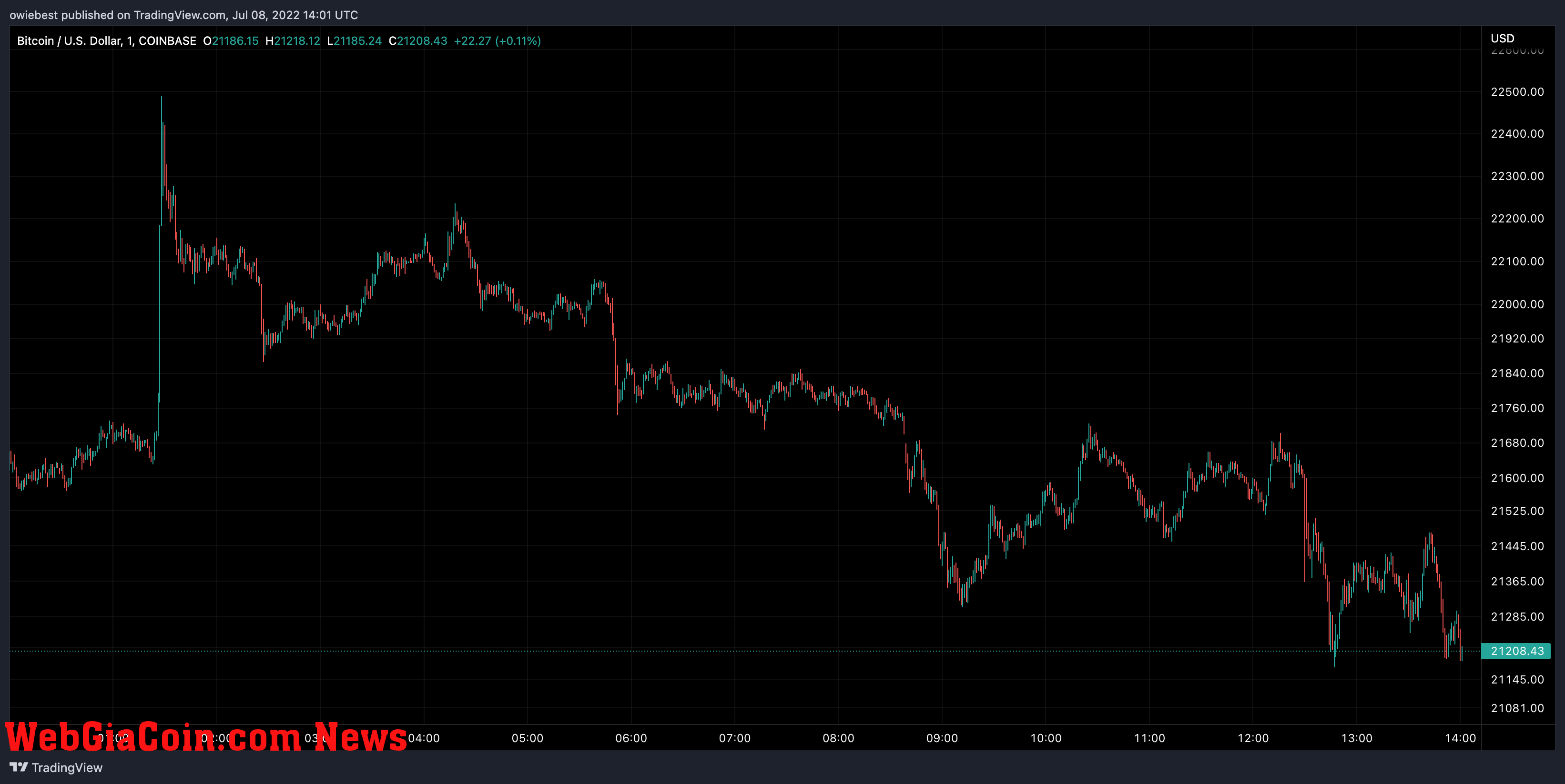 Bitcoin price chart from TradingView.com