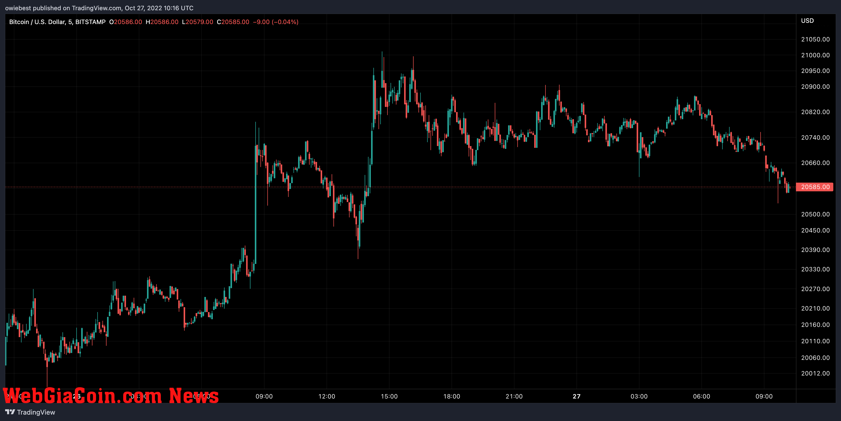 Bitcoin price chart from TradingView.com