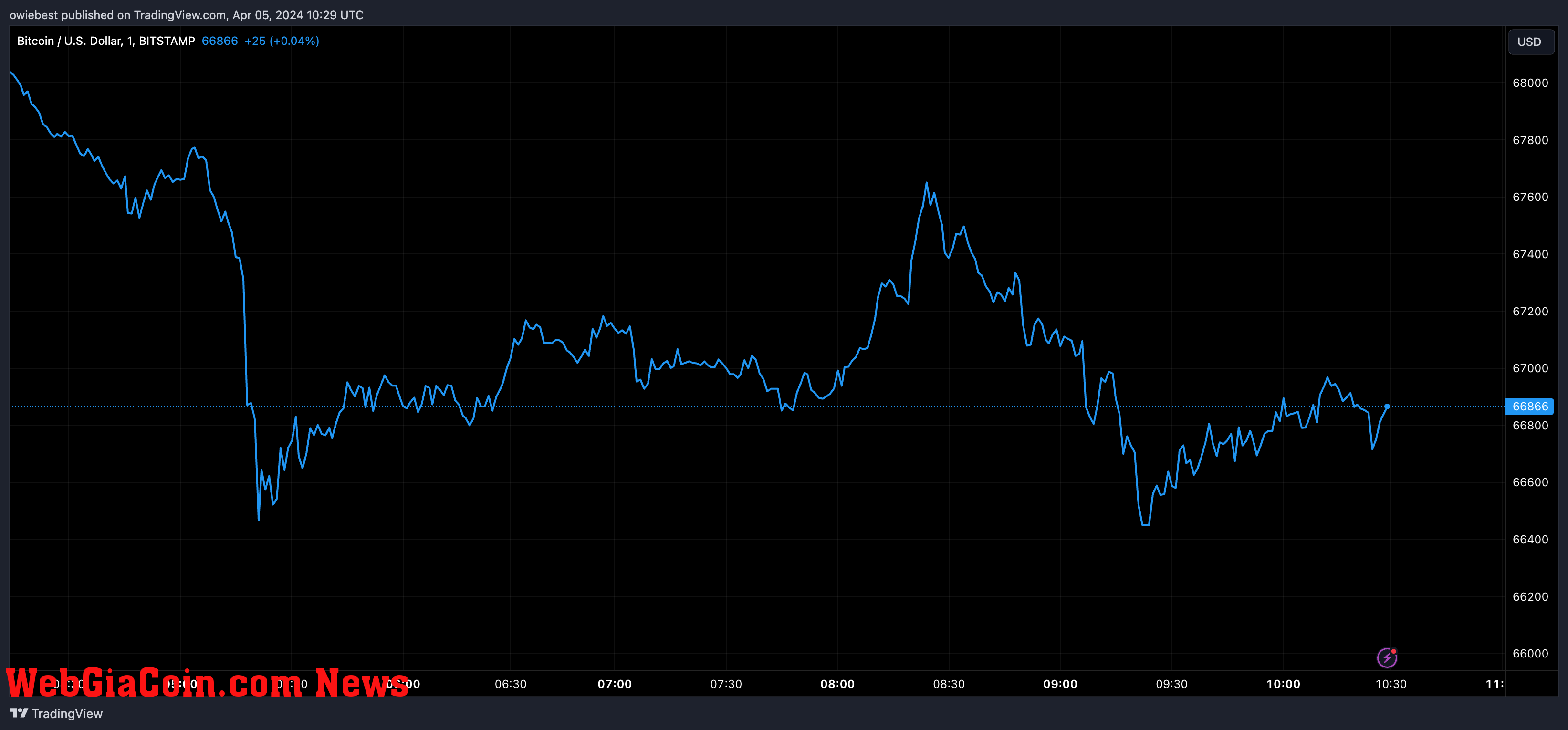 Bitcoin price chart from Tradingview.com