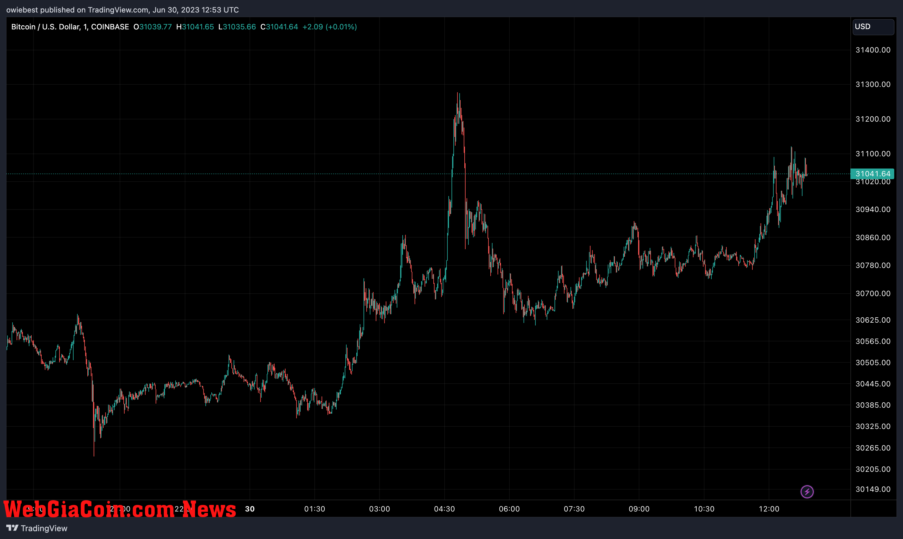 Bitcoin price chart from TradingView.com (Crypto)