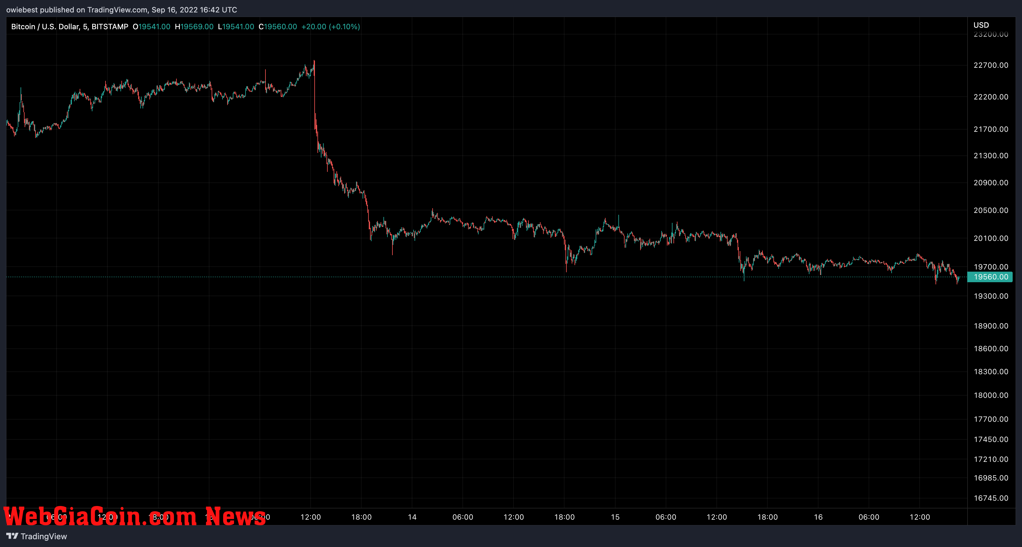 Bitcoin price chart from TradingView.com