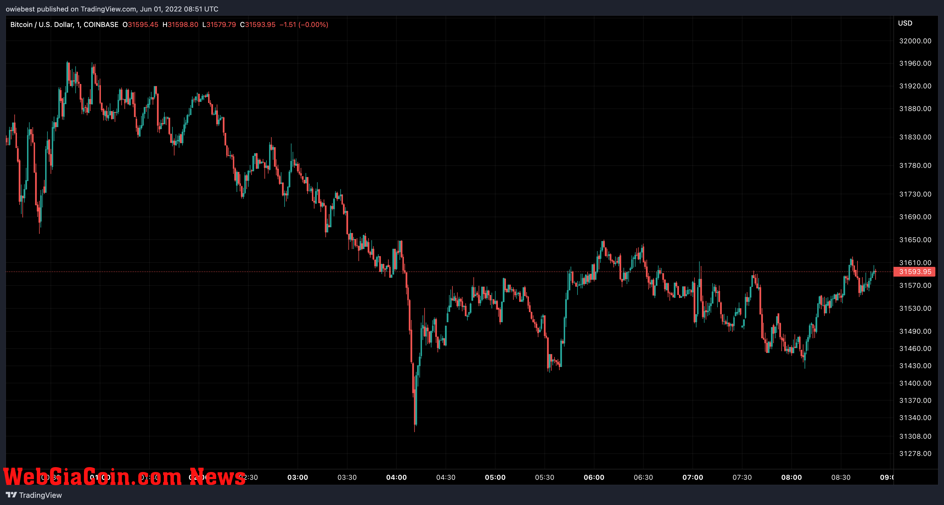 Bitcoin price chart from TradingView.com