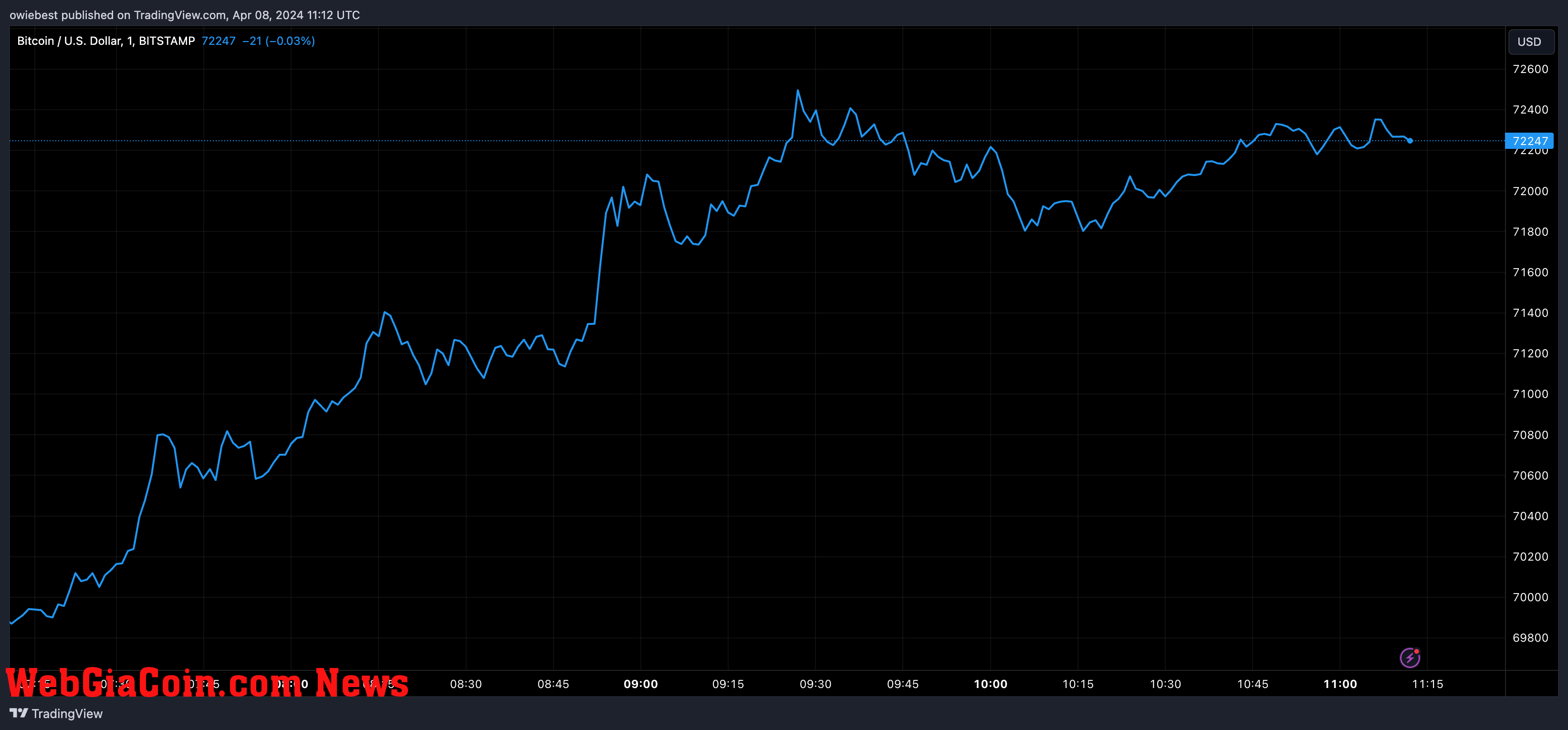 Bitcoin price chart from Tradingview.com