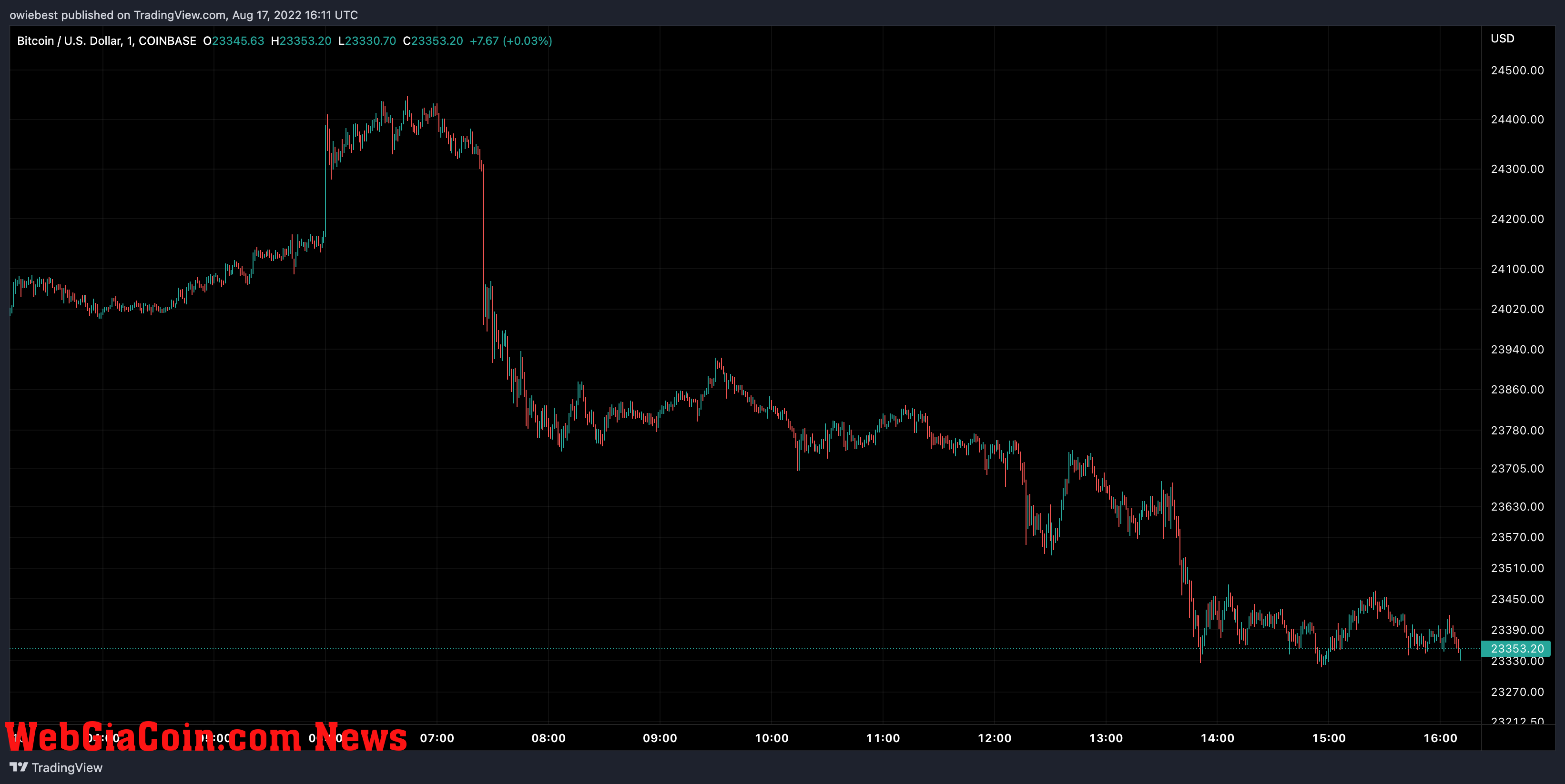 Bitcoin price chart from TradingView.com