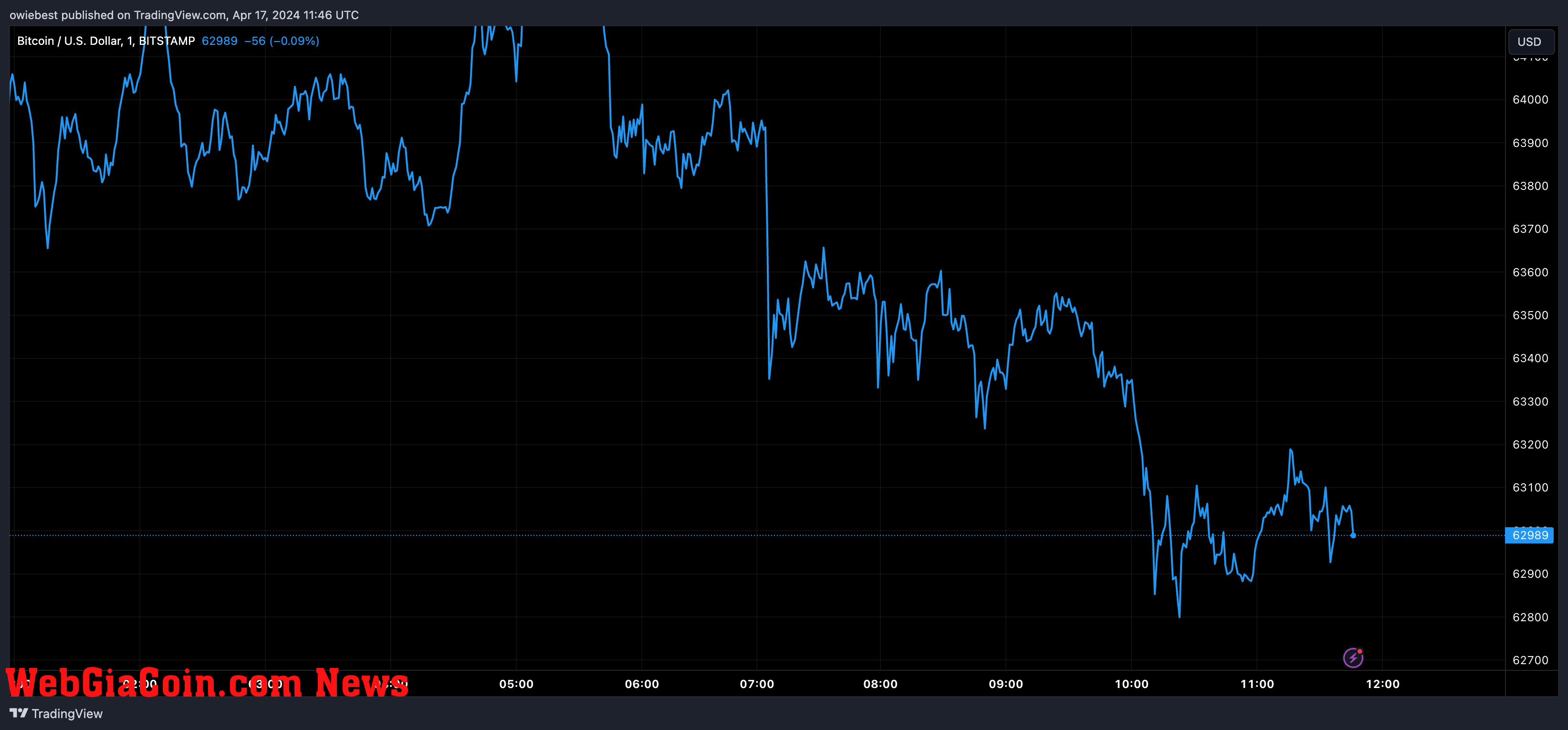 Bitcoin price chart from Tradingview.com