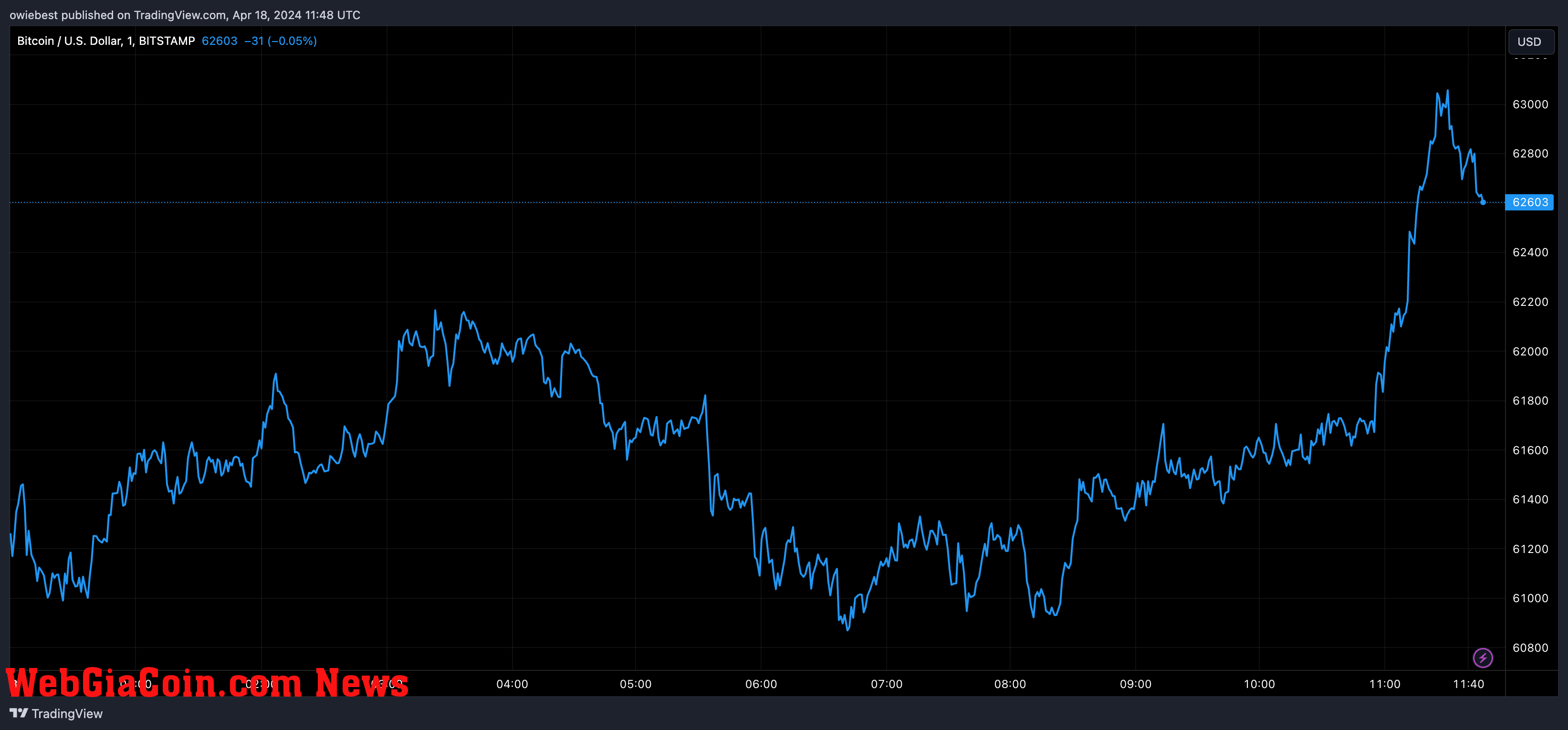 Bitcoin price chart from Tradingview.com