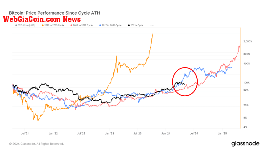 Bitcoin: Price Performance Since Cycle ATH: (Source: Glassnode)