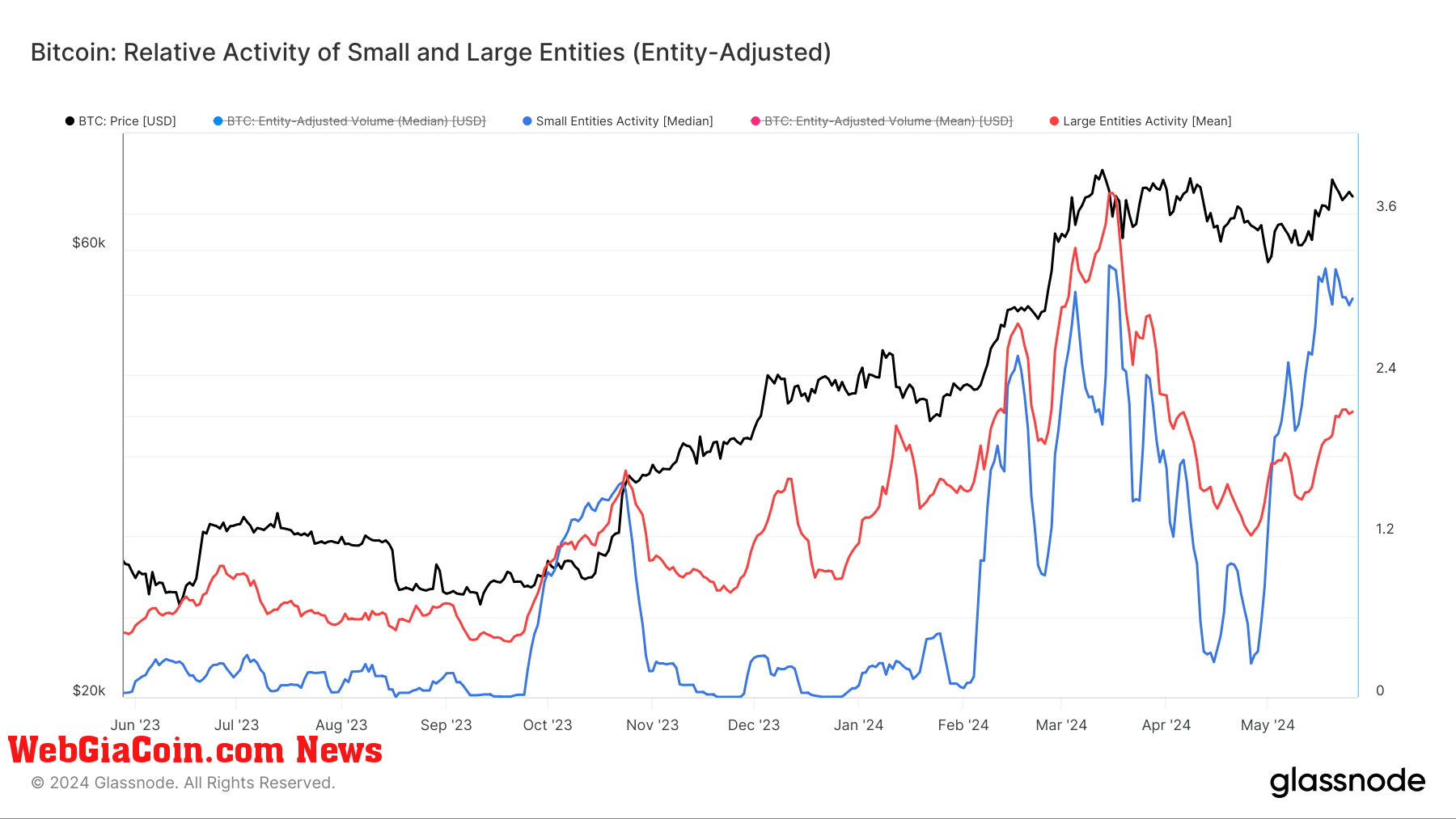 bitcoin large small entities 1y