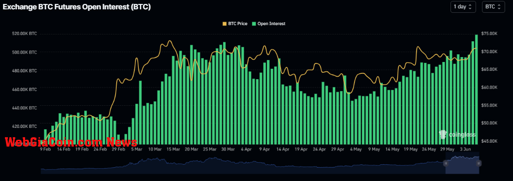 Bitcoin Futures Open Interest: (Source: Coinglass)