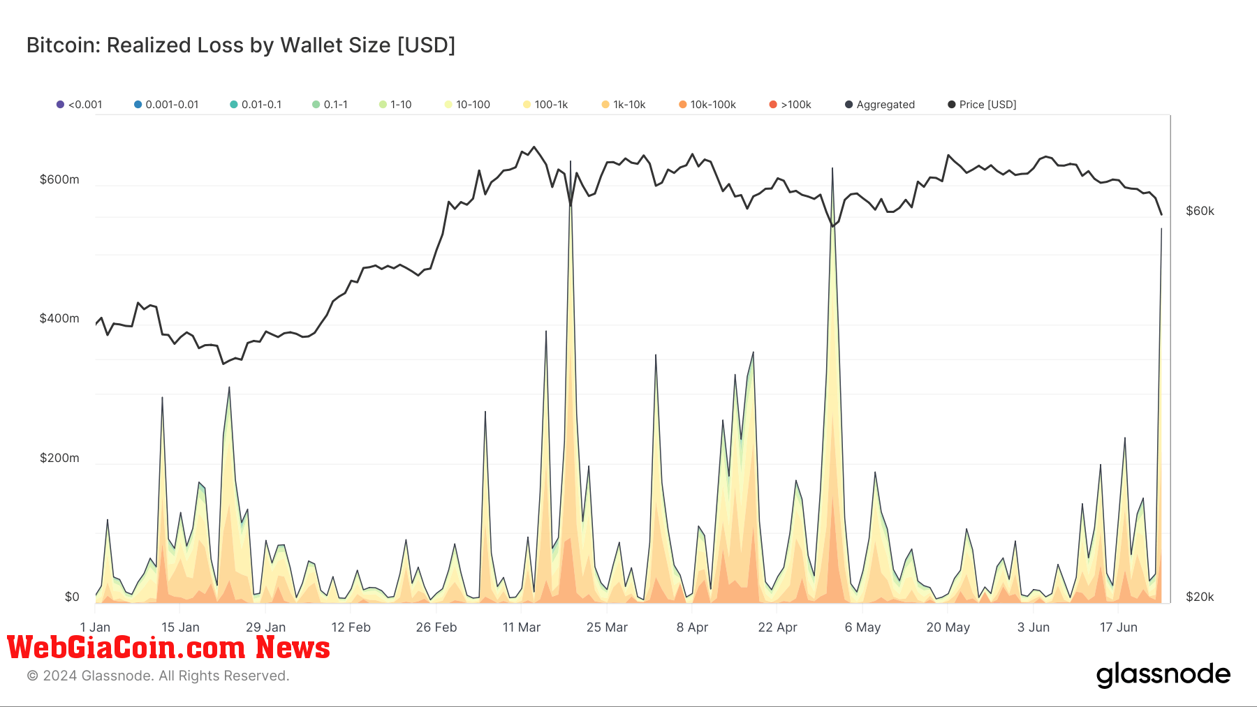 Bitcoin Realized Loss by Wallet Size: (Source: Glassnode)