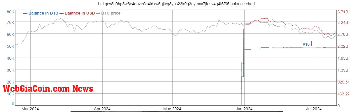 Whale address: (Source: bitinfocharts)