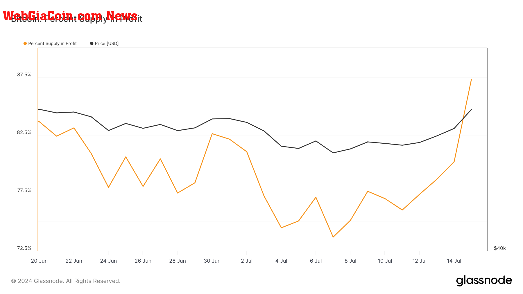 btc percent supply in profit