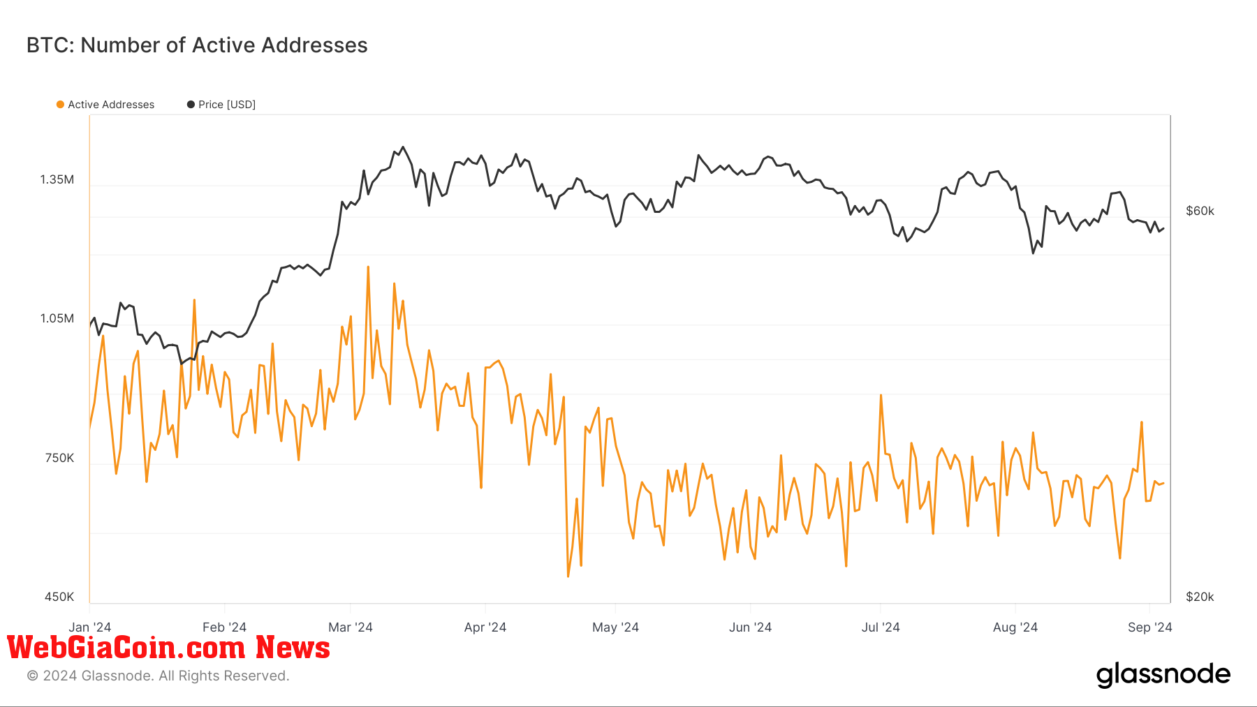 BTC: Active Addresses: (Source: Glassnode)