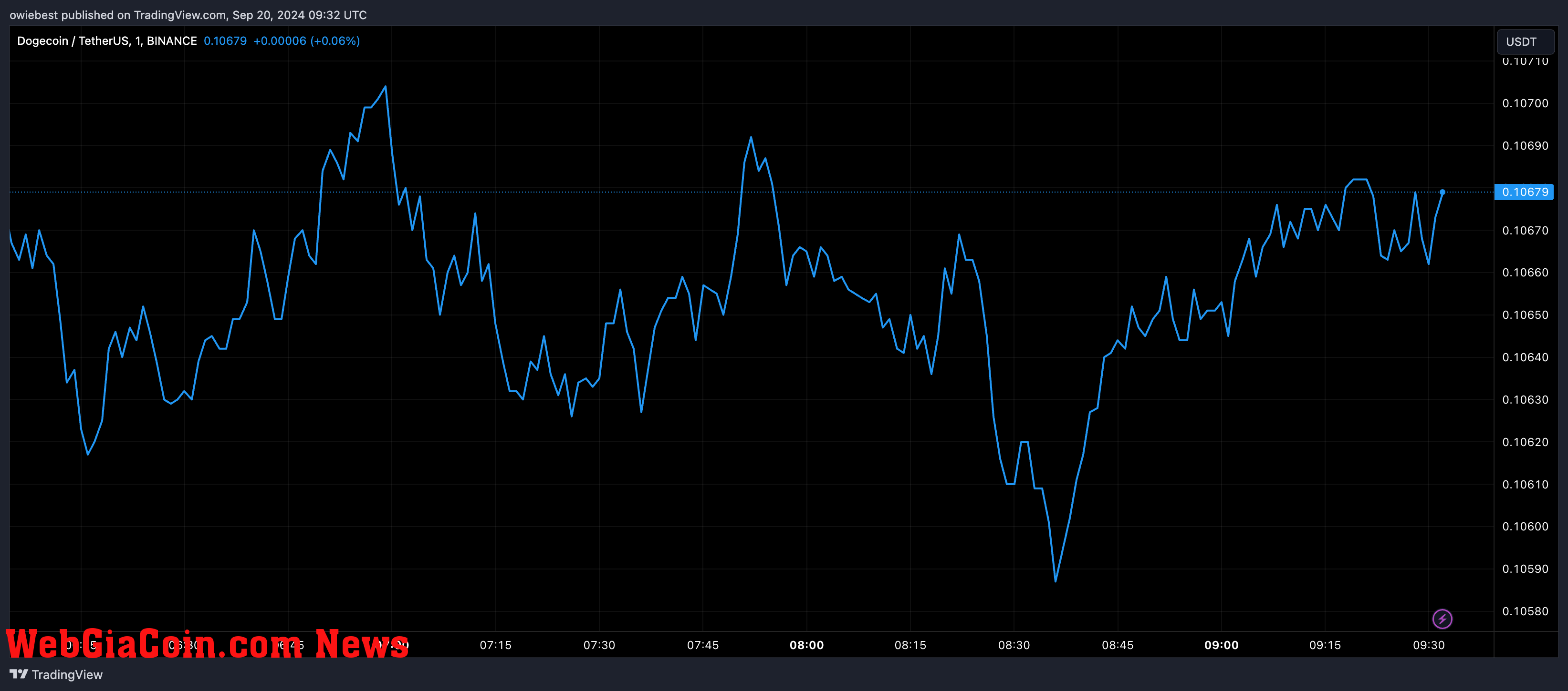 Dogecoin price chart from Tradingview.com