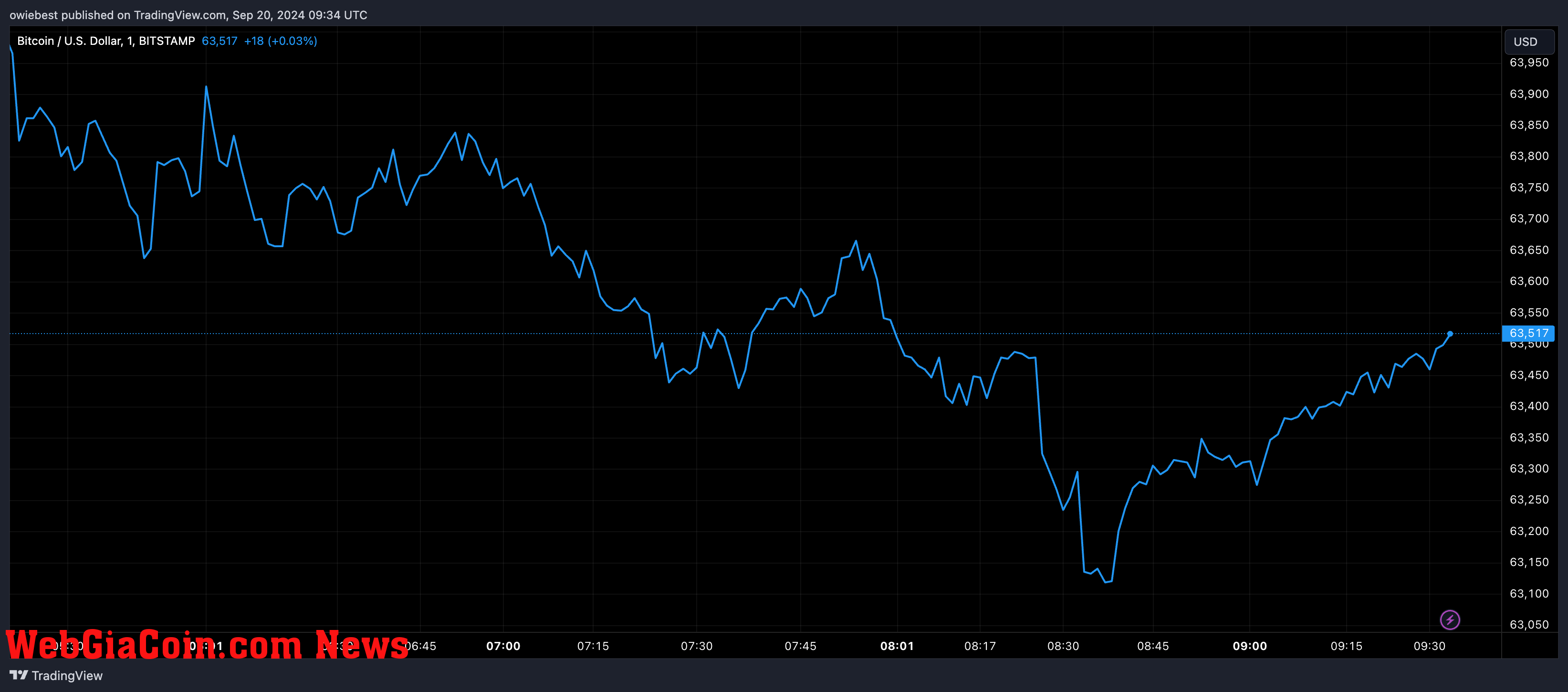 Bitcoin price chart from Tradingview.com