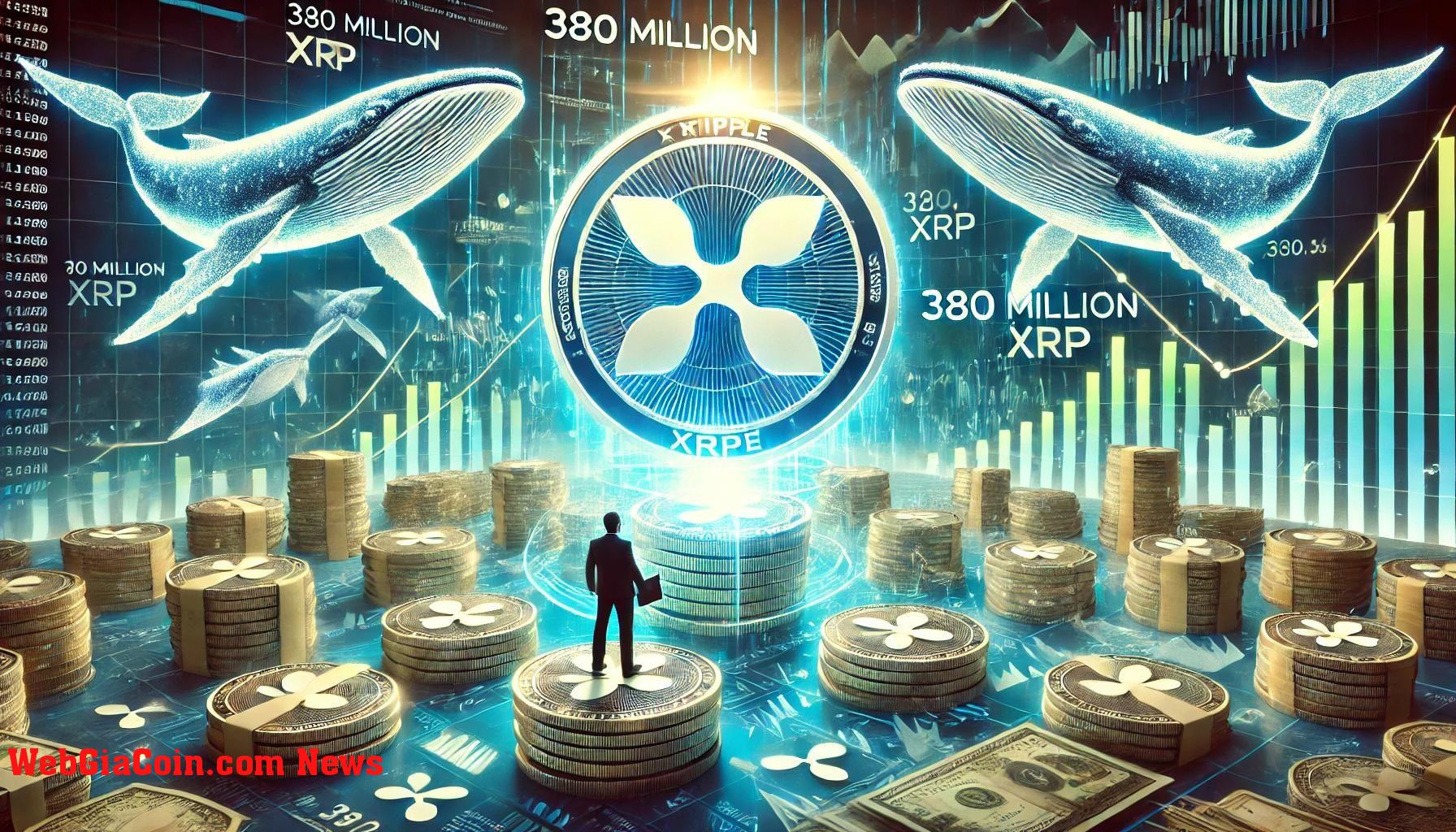 Create an image for an article with this title: Ripple Whales Accumulate Over 380 Million XRP in Just 10 Days: Is A Breakout Near?