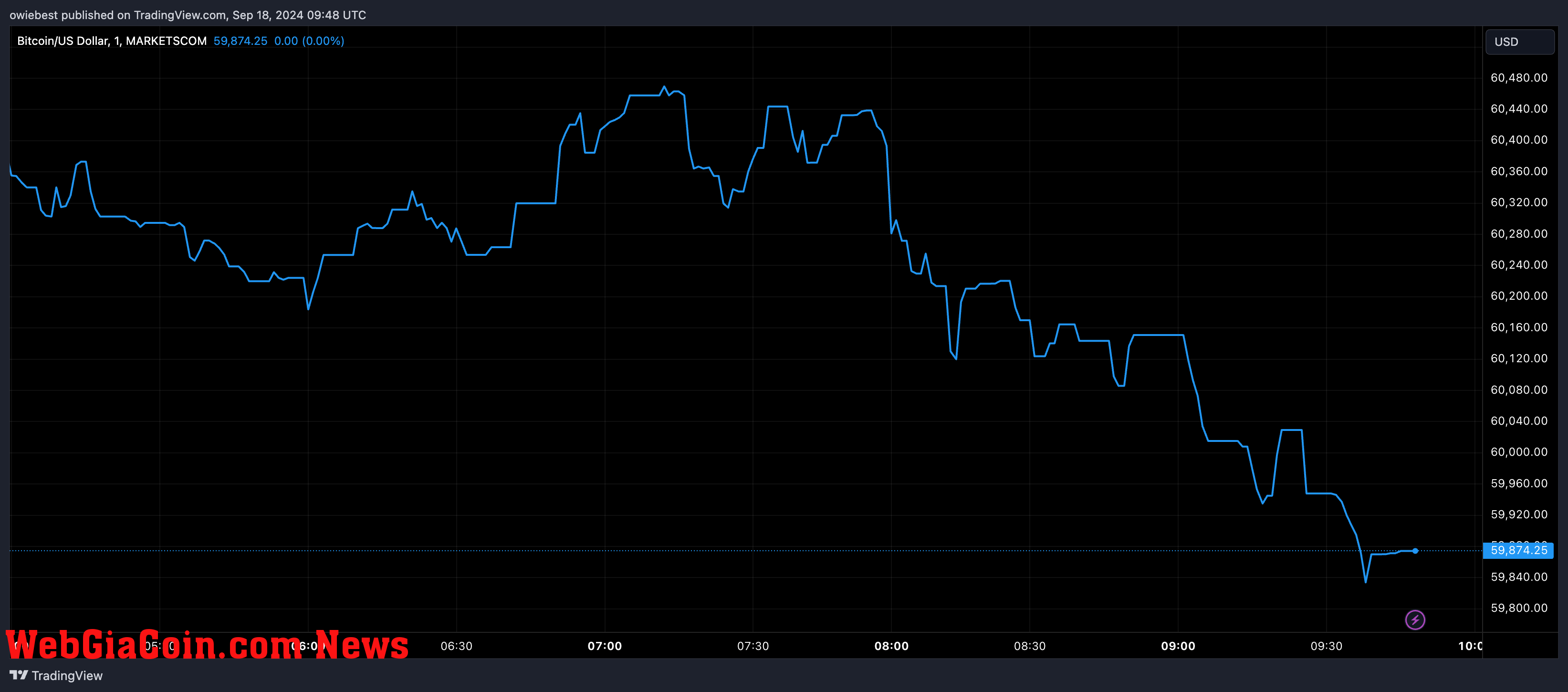 Bitcoin price chart from Tradingview.com