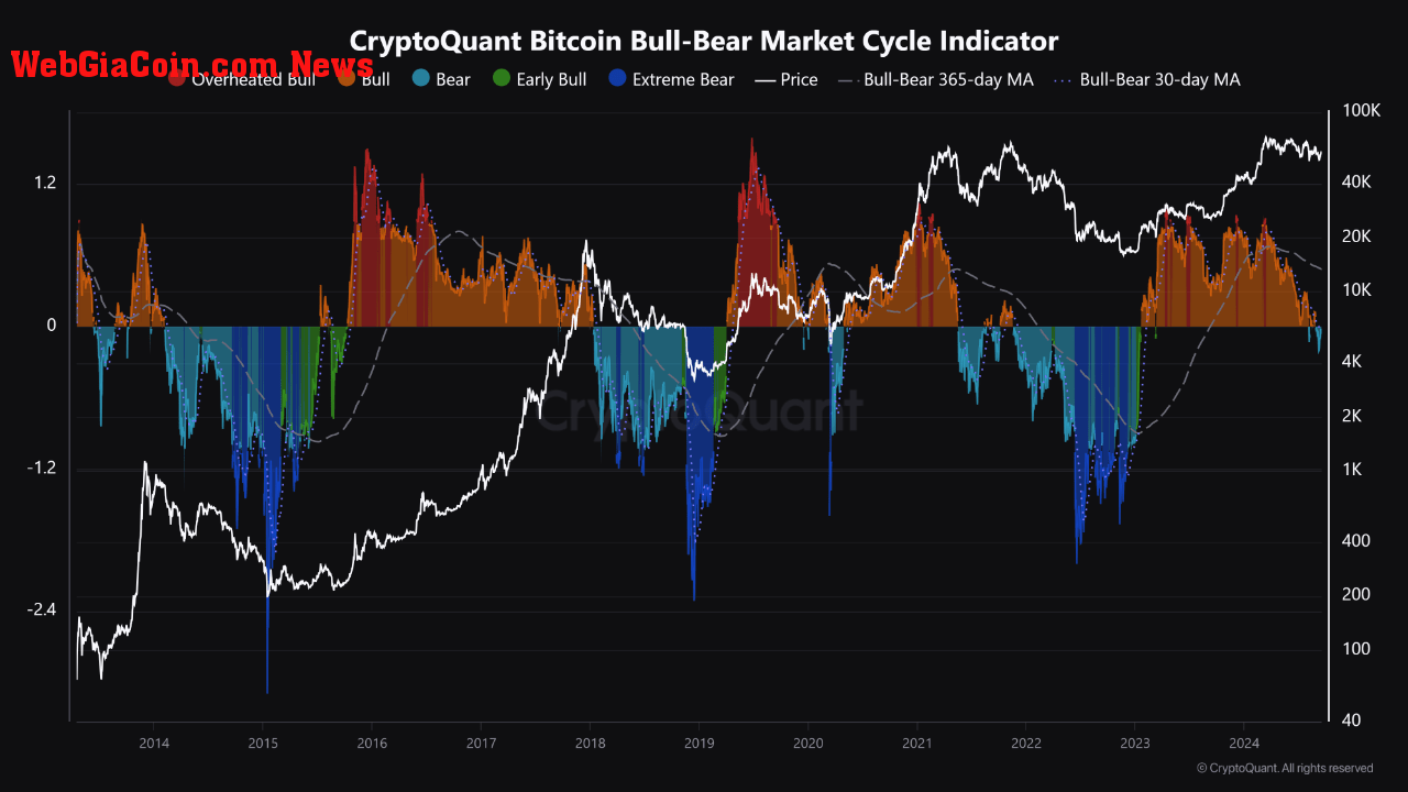 Bitcoin bull-bear market cycle indicator. 