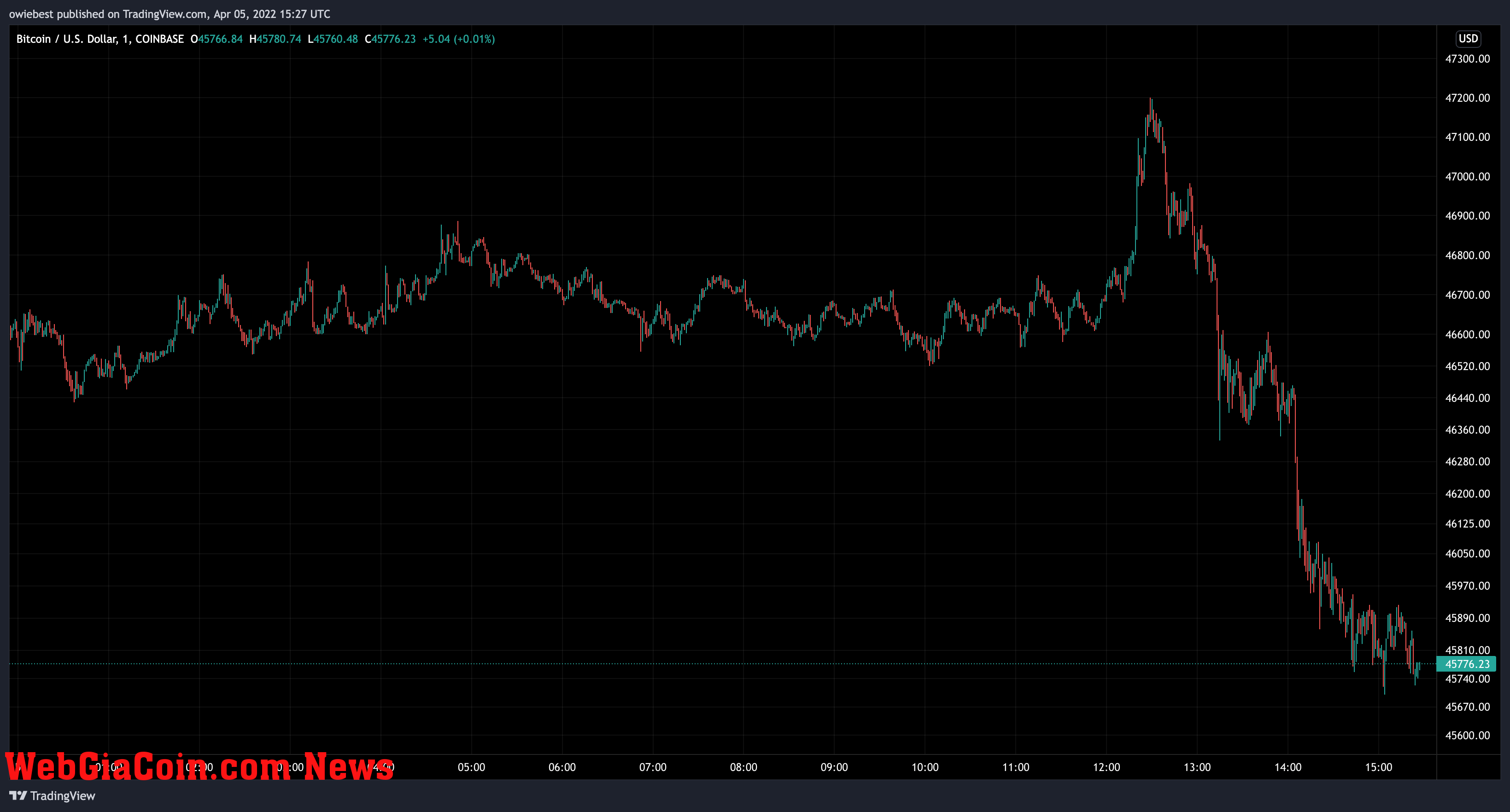 Bitcoin price chart from TradingView.com