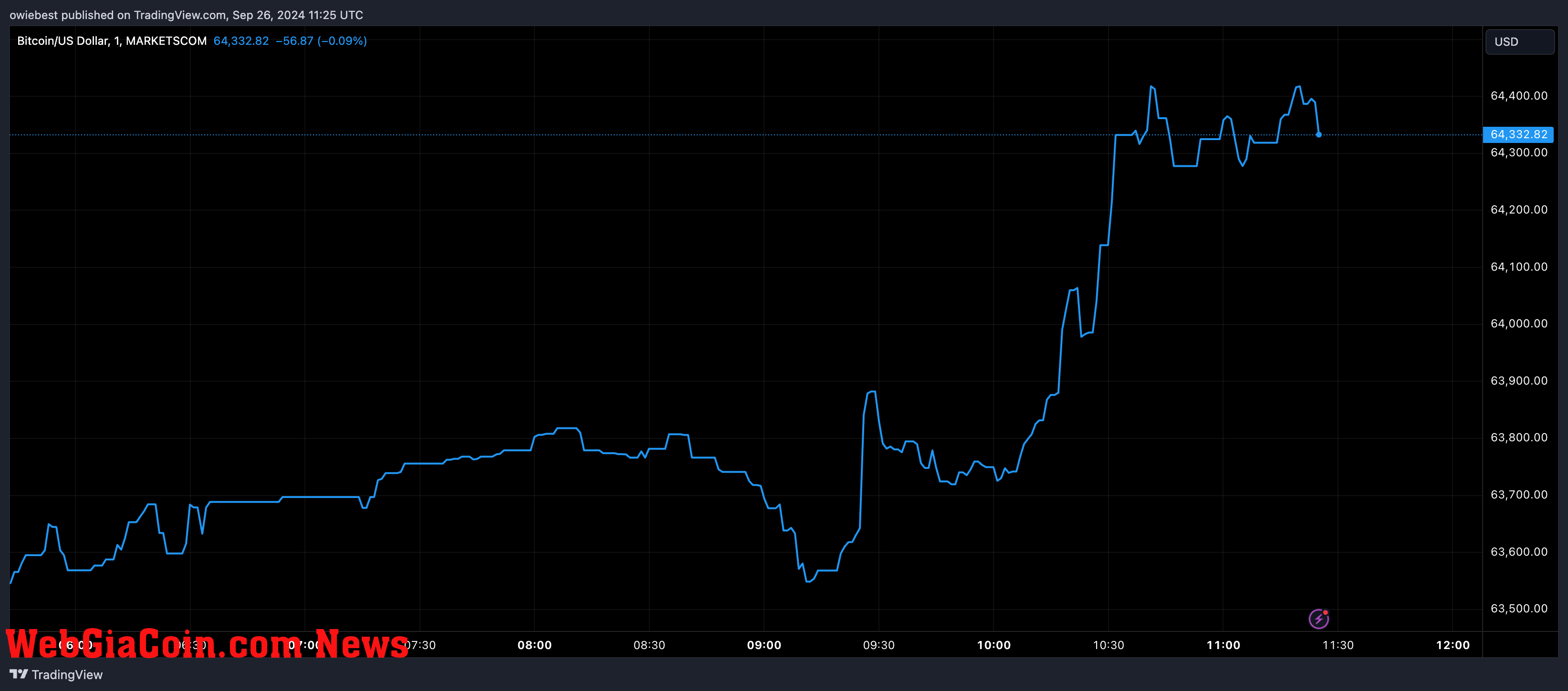 Bitcoin price chart from Tradingview.com