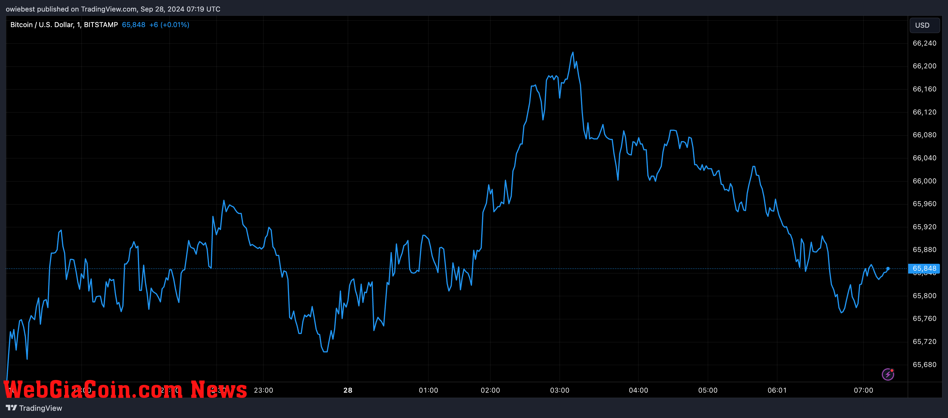 Bitcoin price chart from Tradingview.com