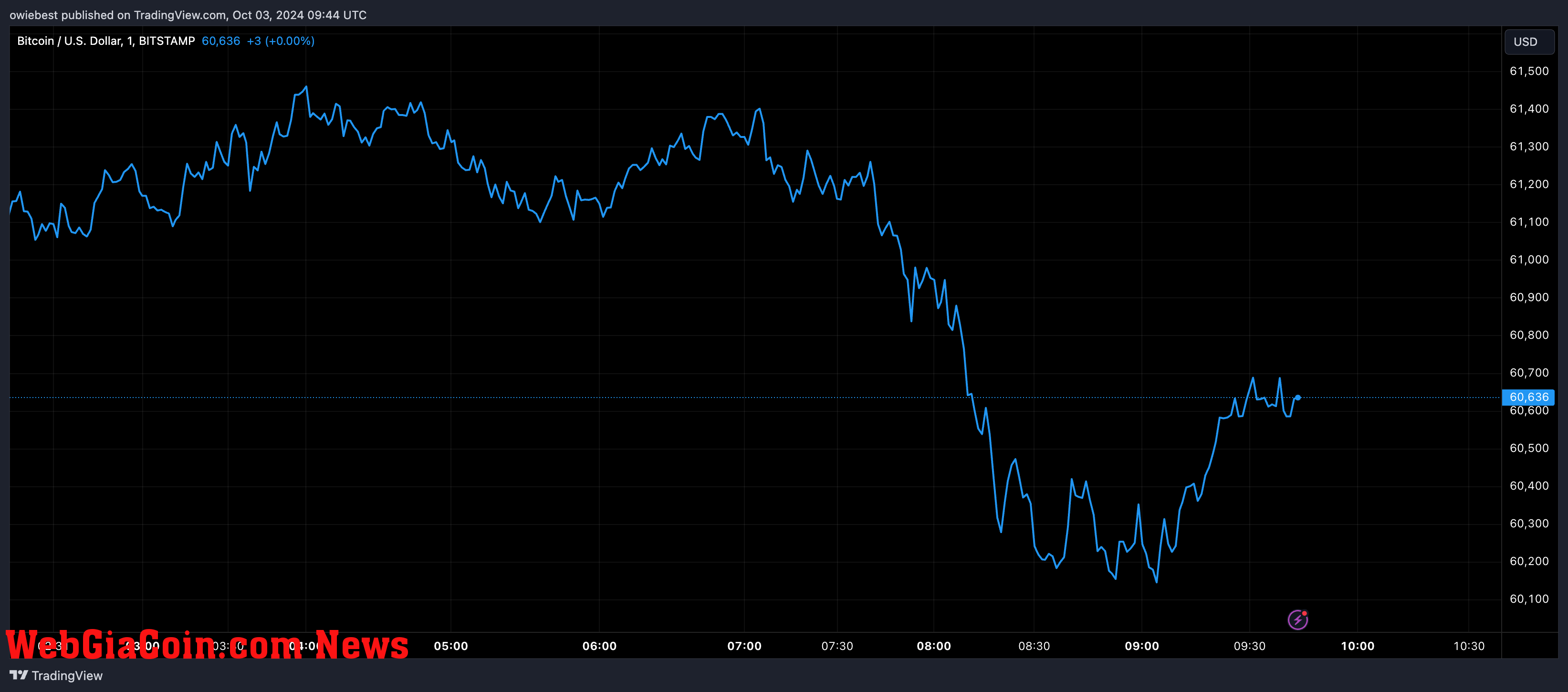 Bitcoin price chart from Tradingview.com