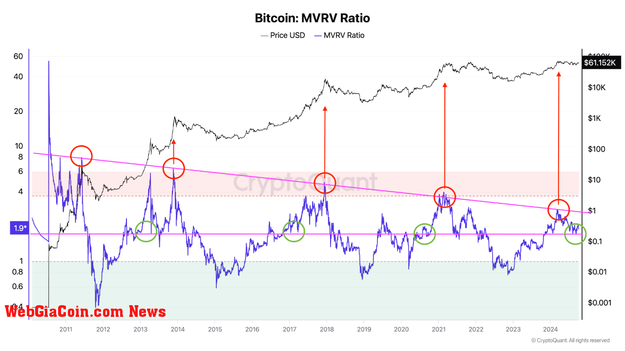 Bitcoin MVRV ratio. 