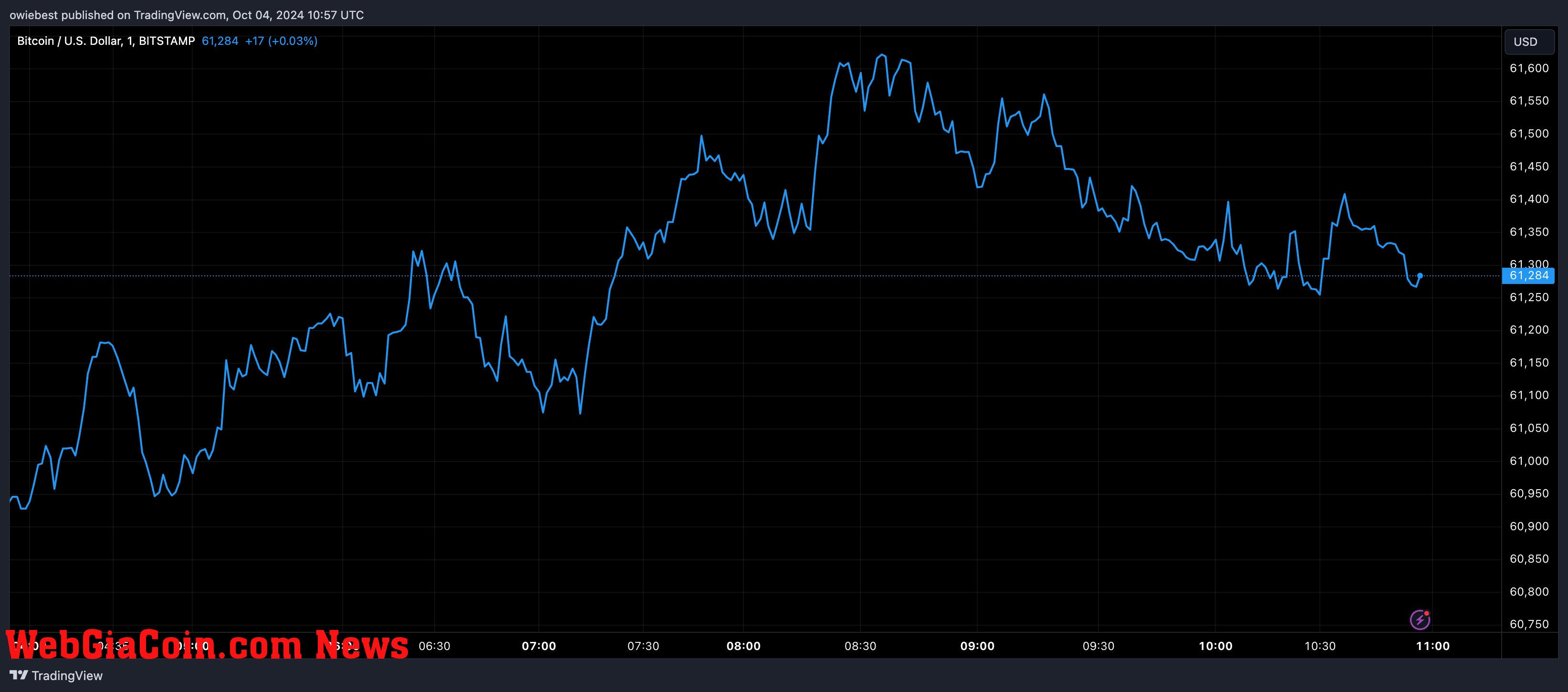 Bitcoin price chart from Tradingview.com