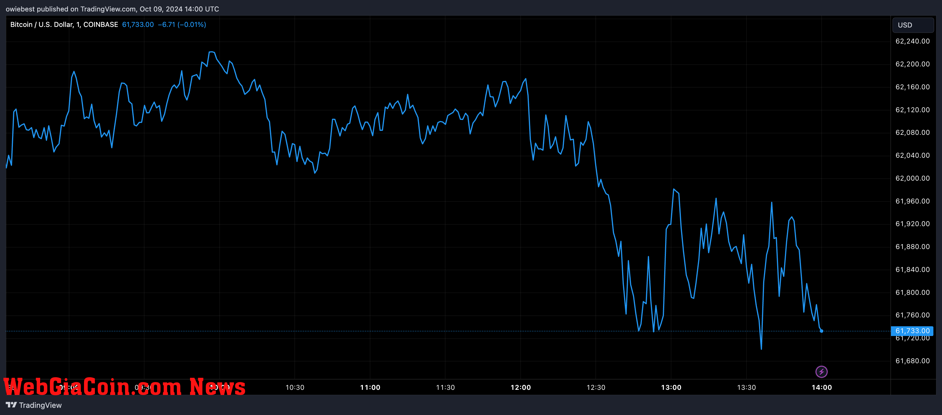 Bitcoin price chart from Tradingview.com