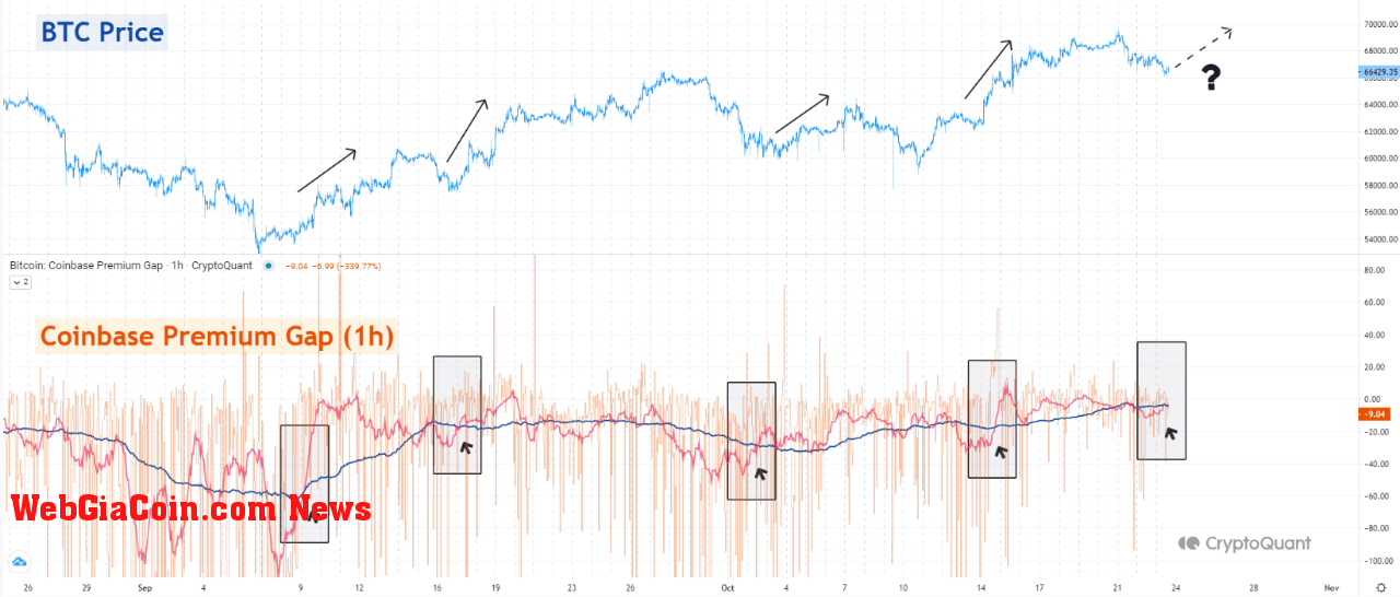 Bitcoin Coinbase premium index. 