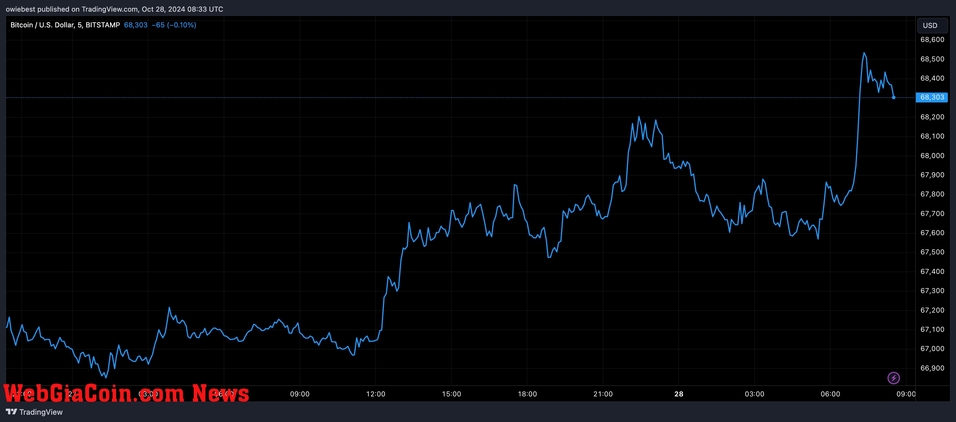 Bitcoin price chart from Tradingview.com