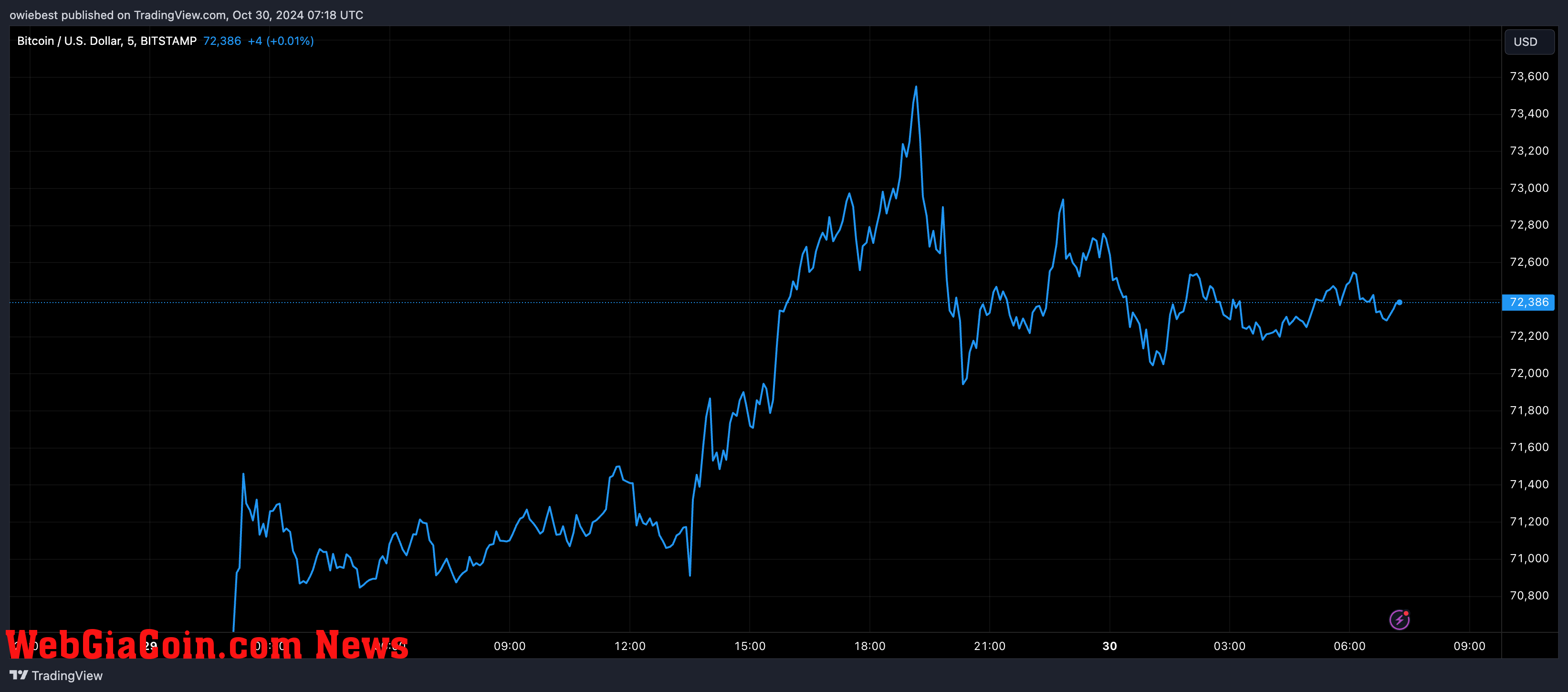 Bitcoin price chart from Tradingview.com