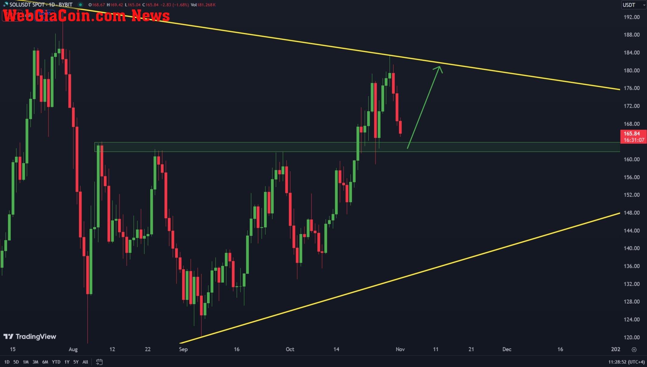 Solana facing a small correction before a move to $180 